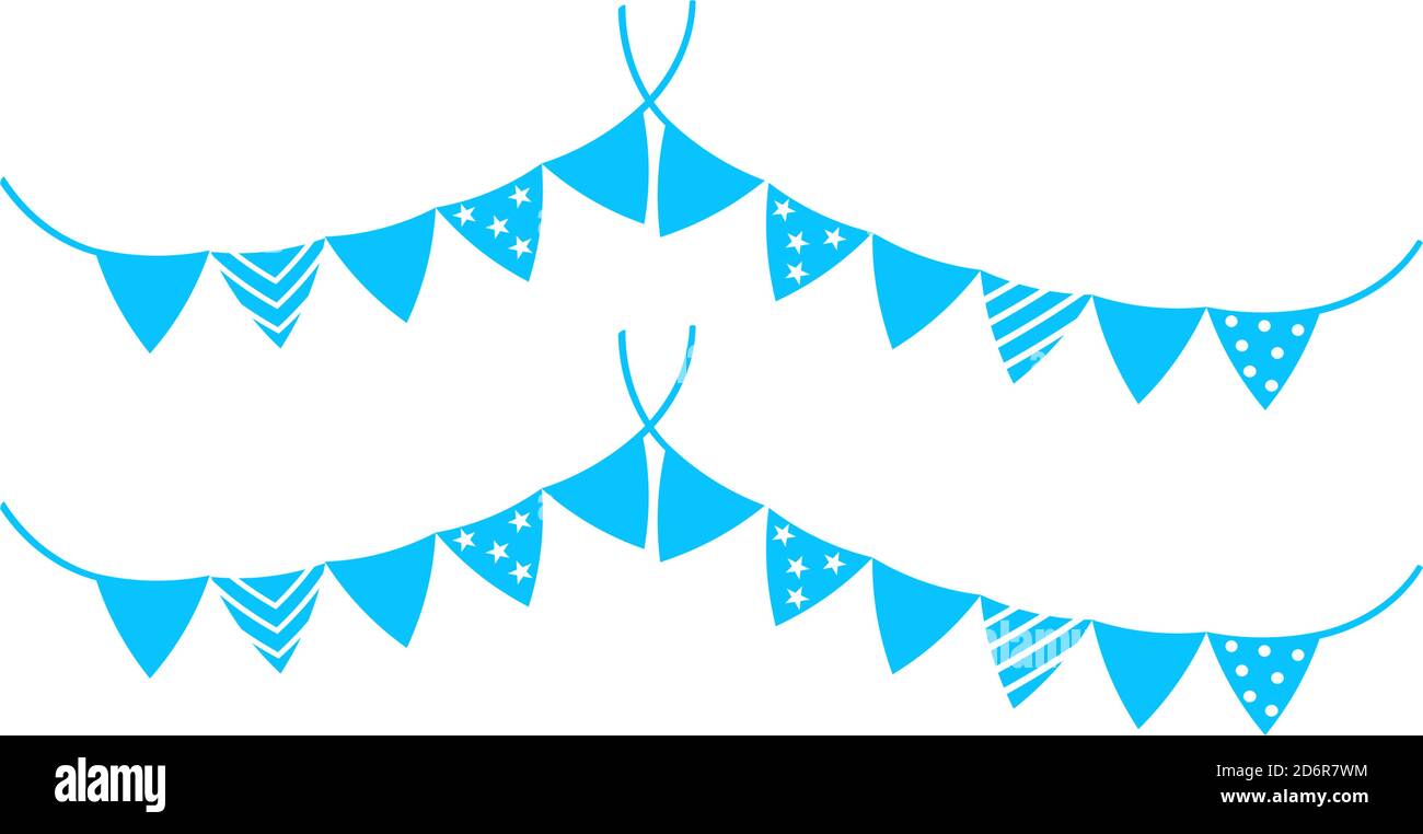 Banderas de vacaciones guirnalda icono plano. Pictograma azul sobre fondo  blanco. Símbolo de ilustración vectorial Imagen Vector de stock - Alamy