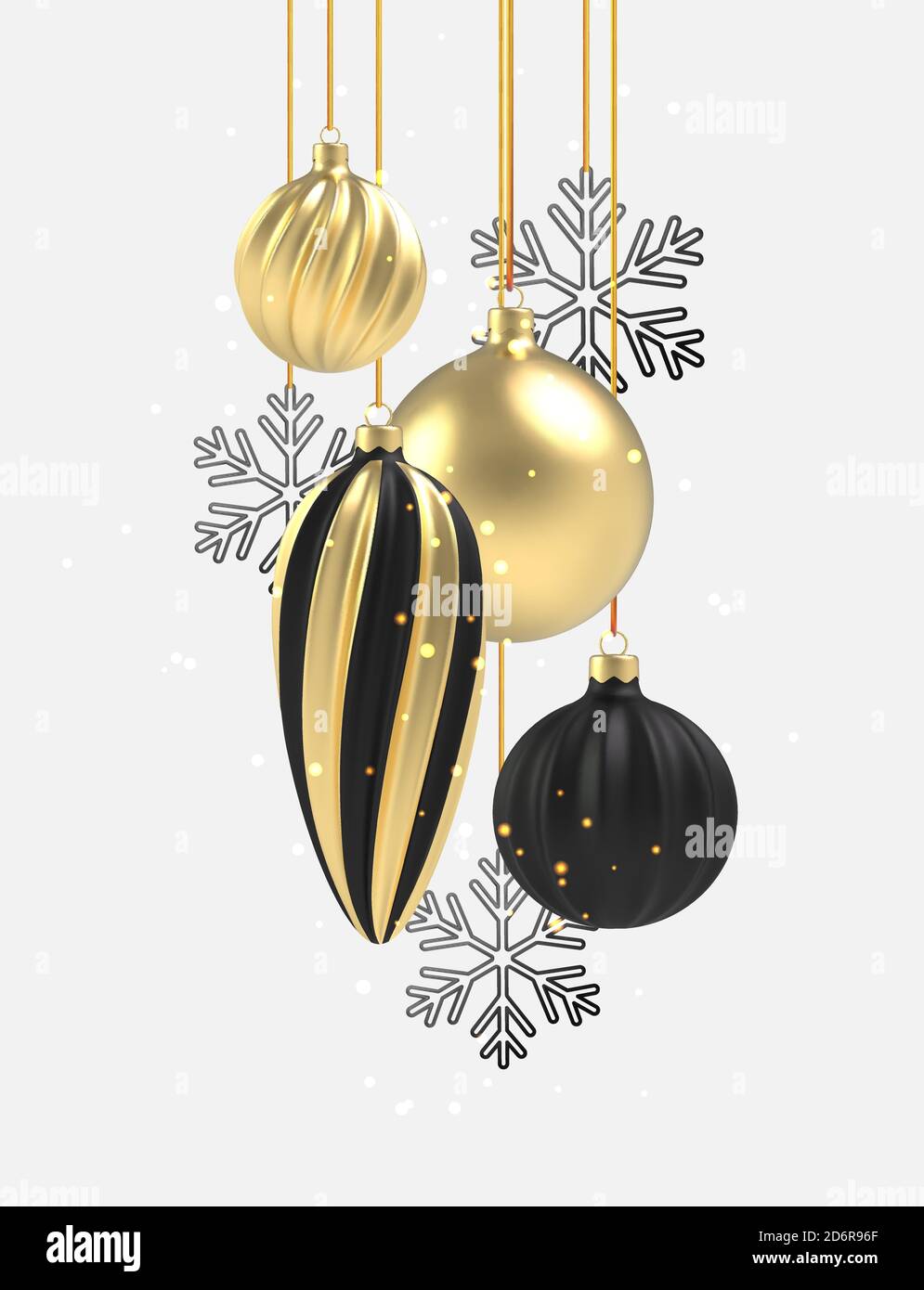 fondo Oro y bola de Navidad negra en estilo realista sobre fondo blanco. Ilustración Imagen Vector de stock - Alamy