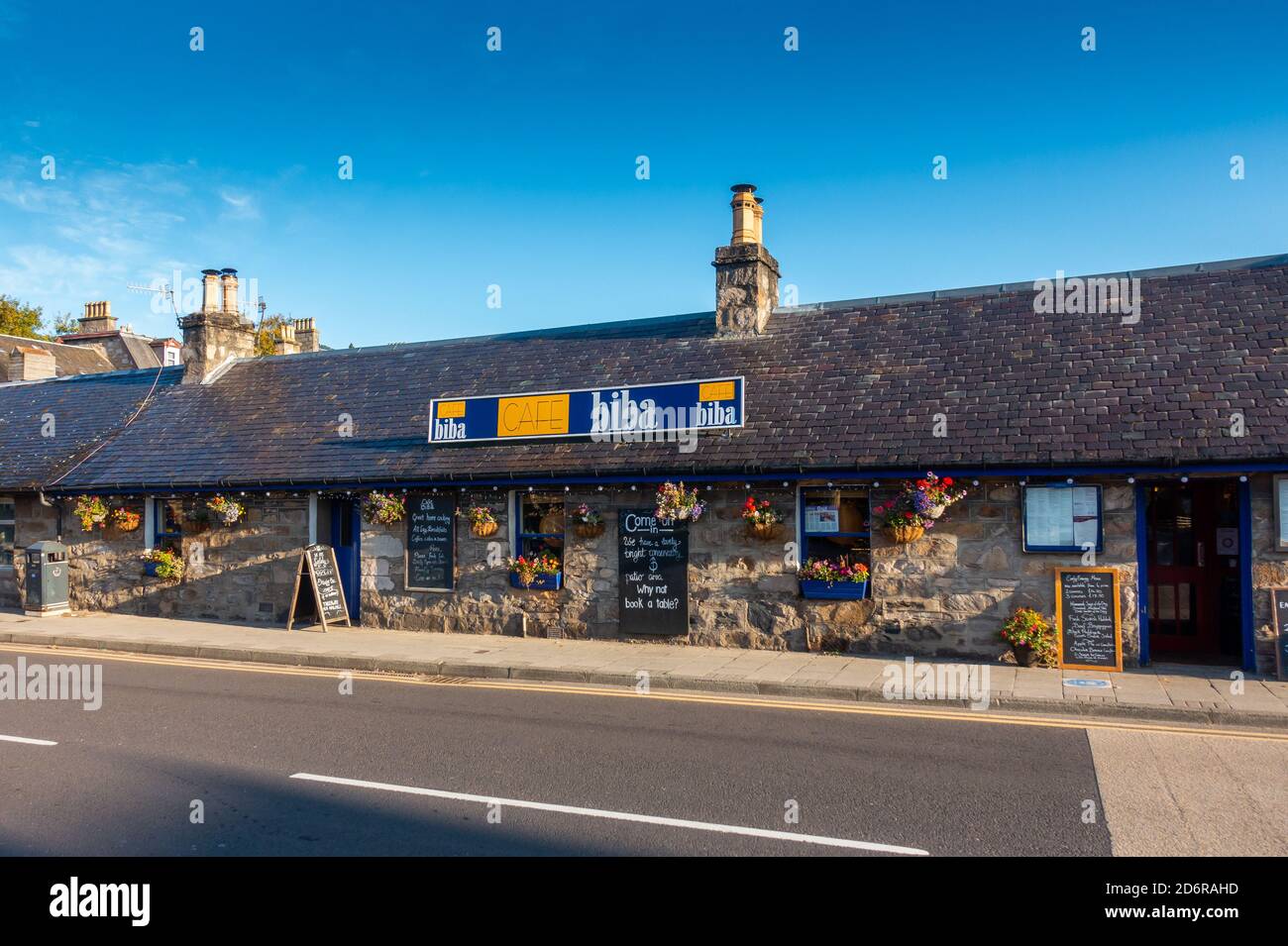 Café Biba en la ciudad de Pitlochry, Perthshire, Escocia, Reino Unido Foto de stock