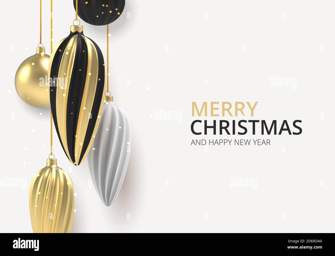 fondo Oro y bola de Navidad negra en estilo realista sobre fondo blanco. Ilustración Imagen Vector de stock - Alamy
