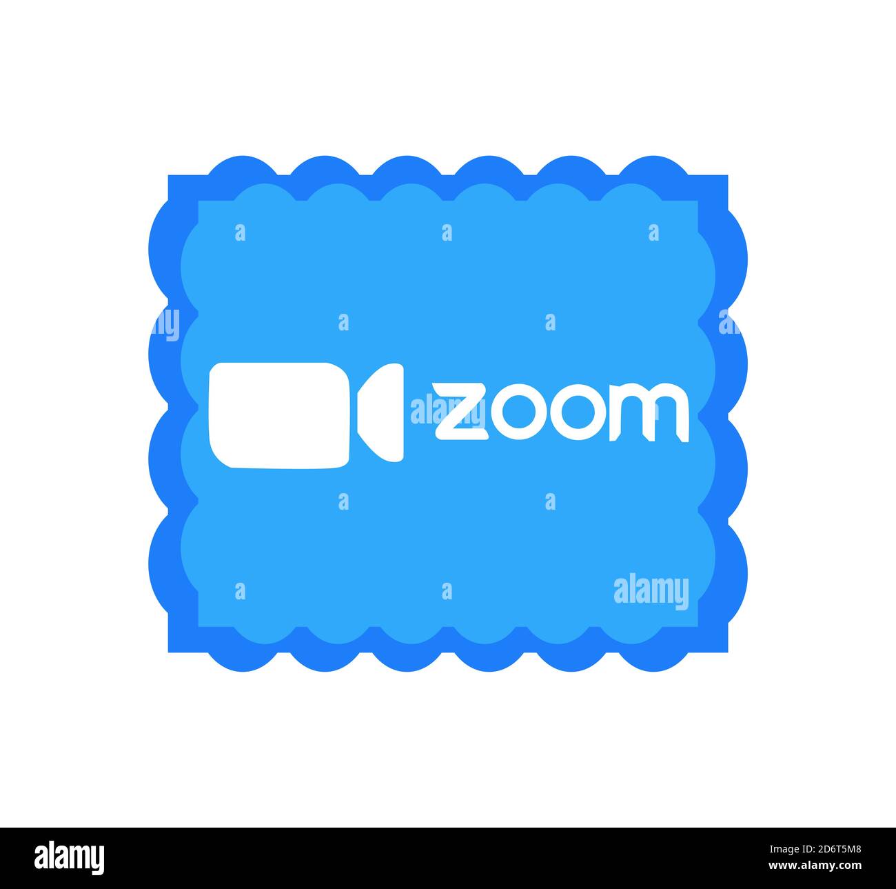 Aplicación de videoconferencia con el logotipo de zoom. Icono de cámara  azul. Logotipo de la aplicación de zoom. Aplicación de transmisión en flujo  de medios en vivo . Kharkiv, Ucrania - Junio