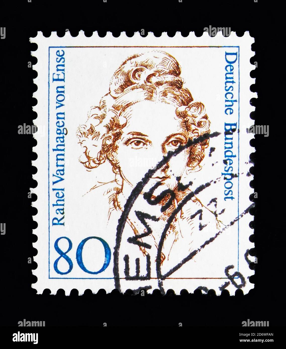 MOSCÚ, RUSIA - 13 DE MAYO de 2018: Un sello impreso en la República Federal de Alemania muestra Rahel Varnhagen von Ense (1771-1833), escritora, mujeres en alemán Hist Foto de stock