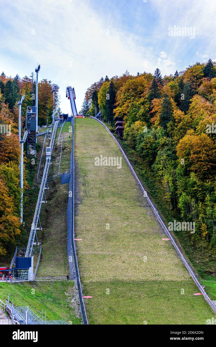 Heini Klopfer Skiflugschanze colina voladora de Obersdorf, Allgau, Baviera, Alemania Foto de stock