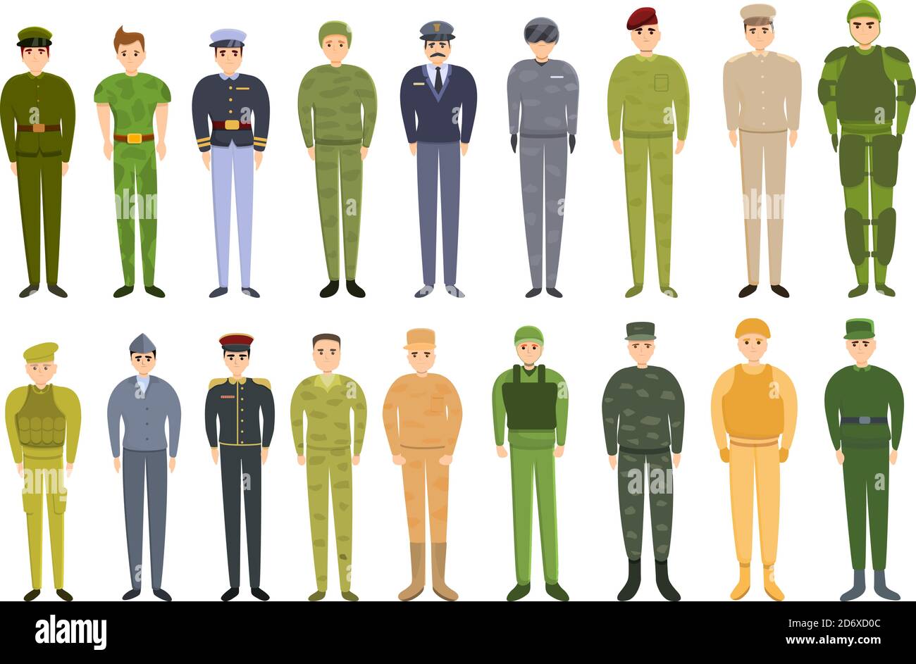 Conjunto de iconos de uniformes militares. Conjunto de dibujos animados de  los iconos de vectores uniformes militares para el diseño web Imagen Vector  de stock - Alamy