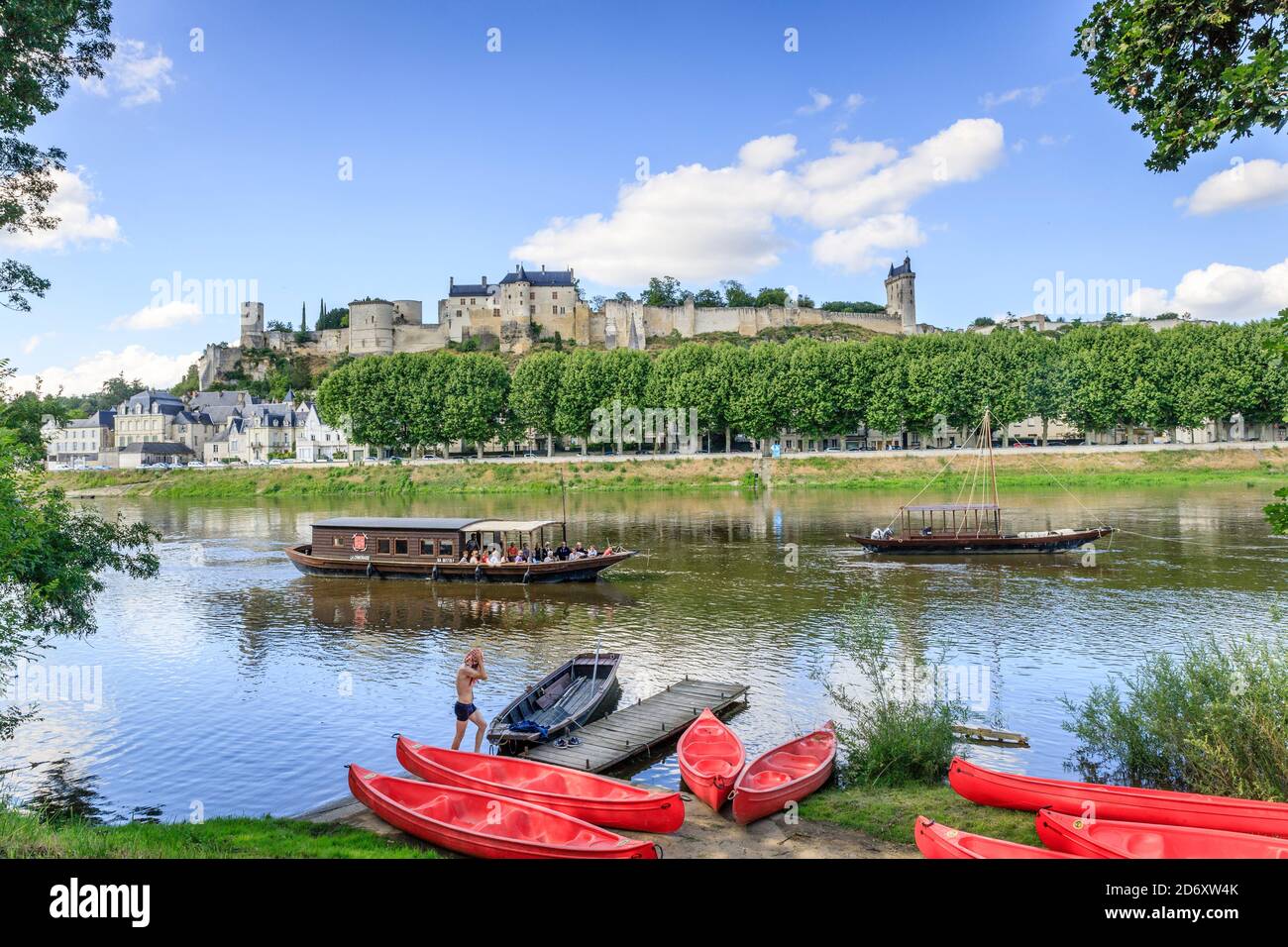 Francia, Indre y Loira, Loira Anjou Touraine Parque Natural Regional, Valle del Loira catalogado como Patrimonio de la Humanidad por la UNESCO, Chateau de Chinon, fortaleza real Foto de stock