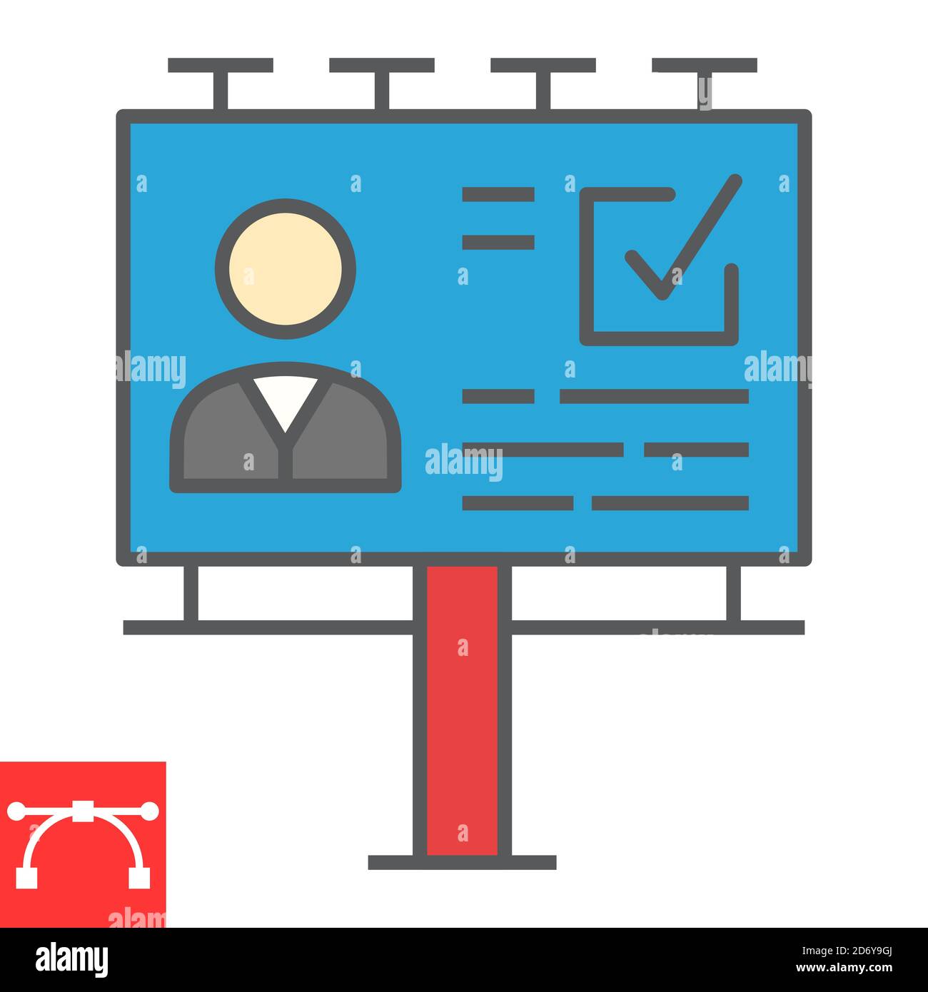 Icono De Línea De Color De La Cartelera De Agitación Elección Y Voto Gráficos Vectoriales De