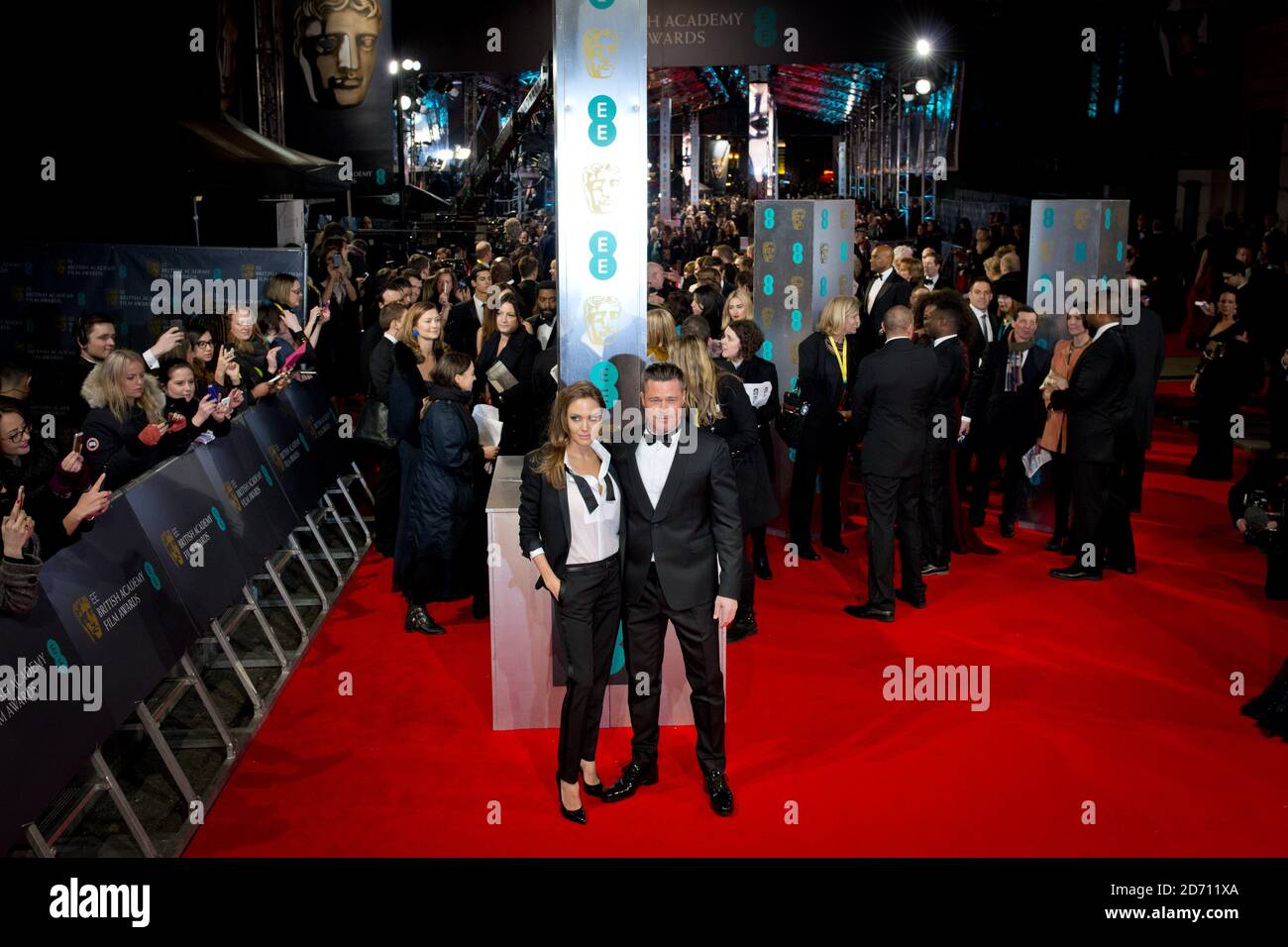 Premios de Cine BAFTA 2014 - Arribos - LondonBrad Pitt y Angelina Jolie llegan a los Premios de Cine de la Academia Británica de EE 2014, en la Royal Opera House, Bow Street, Londres Foto de stock