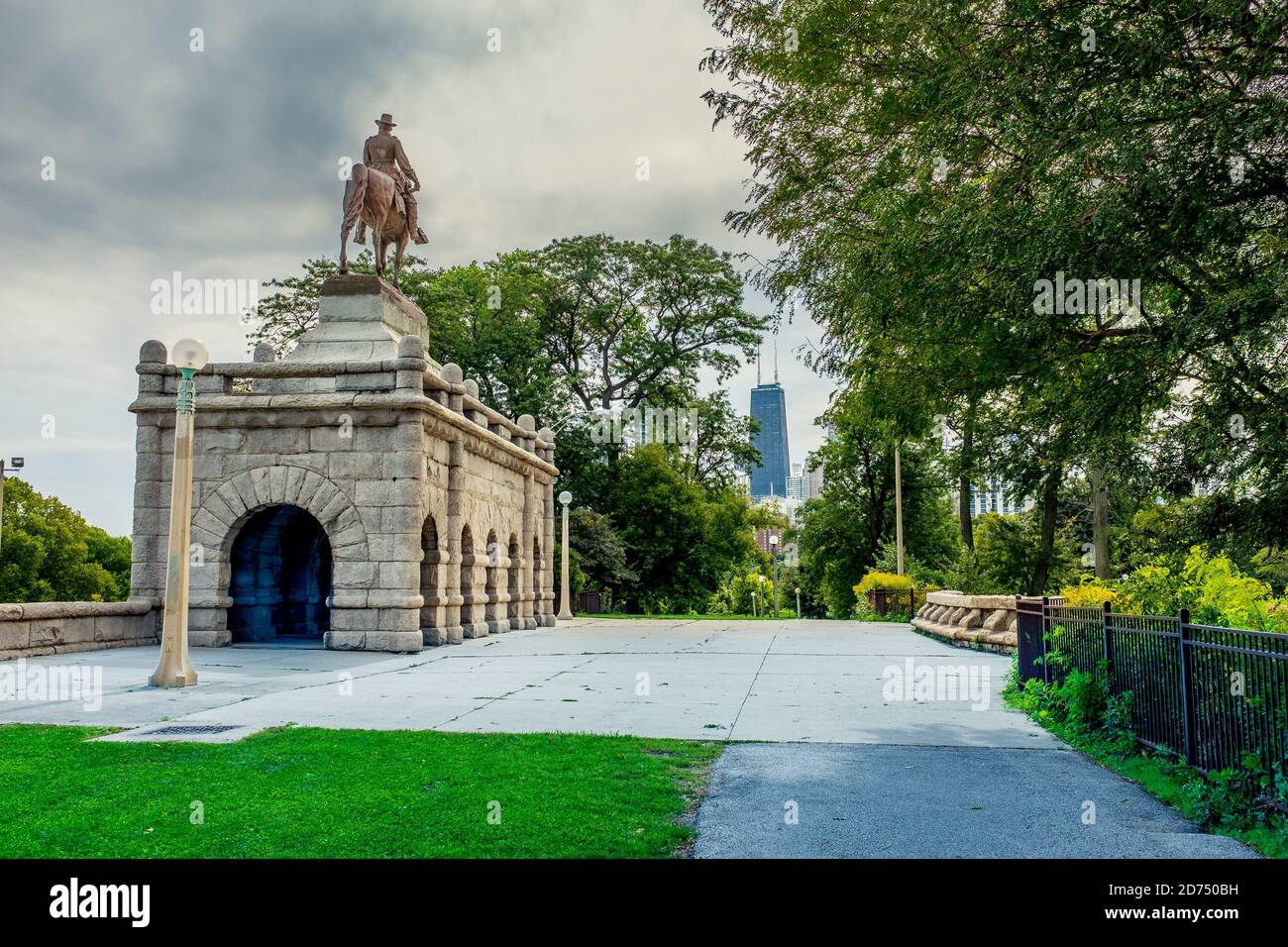 El monumento a Ulysses Grant en Lincoln Park, Chicago - instalado en 1891 por el artista Louis T Rebisso. Foto de stock