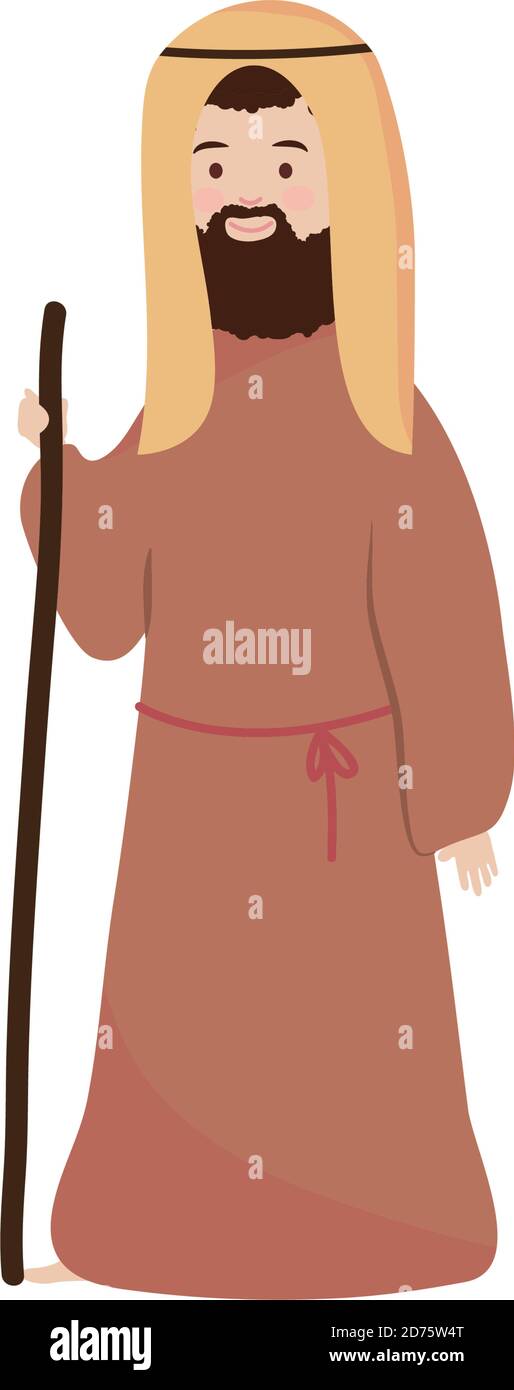 natividad pesebre pastor dibujos animados carácter vector ilustración  Imagen Vector de stock - Alamy