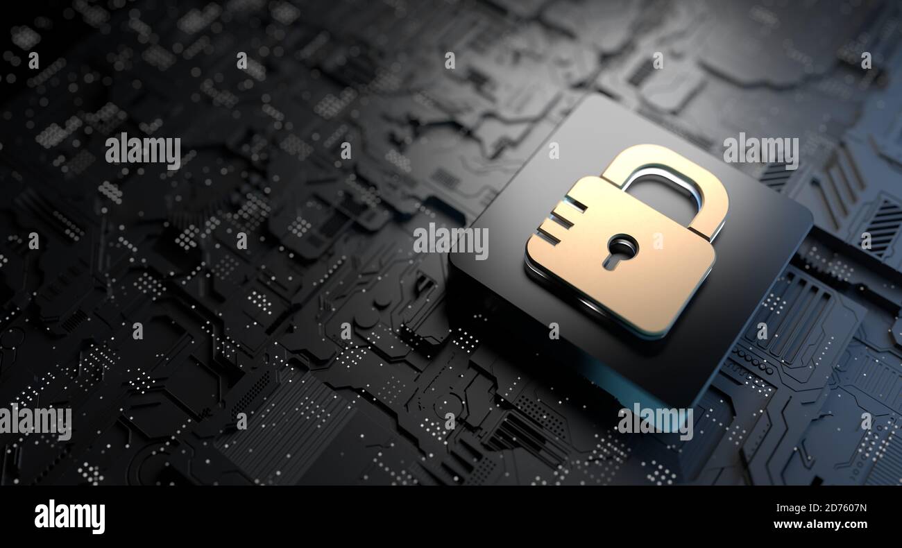 Tecnología de seguridad cibernética, protección de la información digital en línea. Seguridad de datos en línea Foto de stock