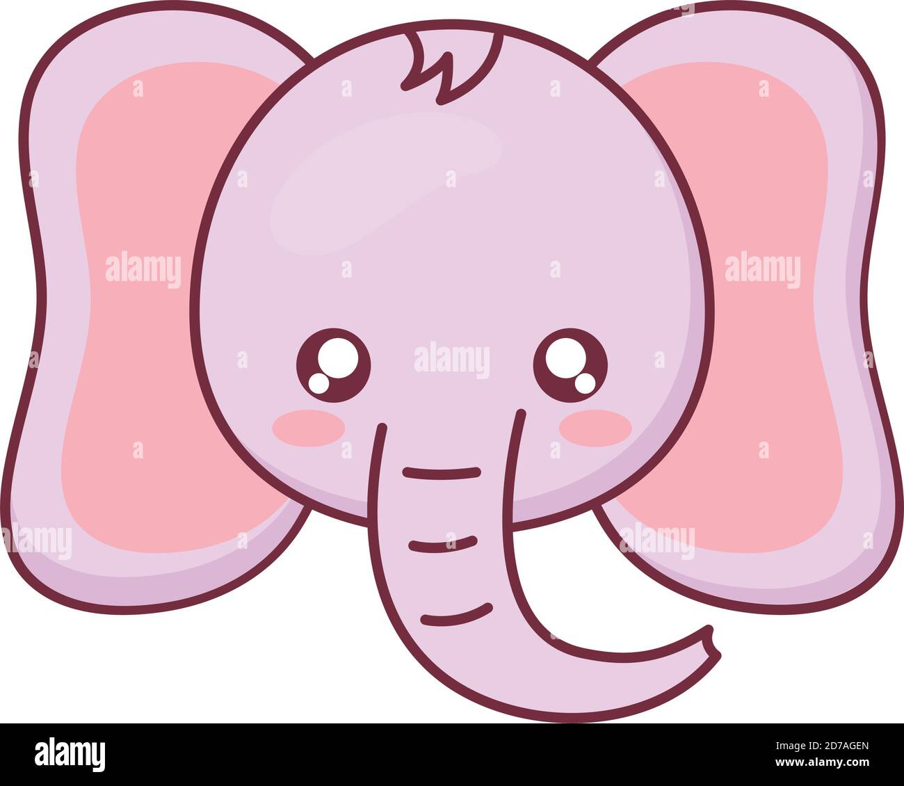 Diseño de vectores de dibujos animados de elefante kawaii Imagen Vector de  stock - Alamy