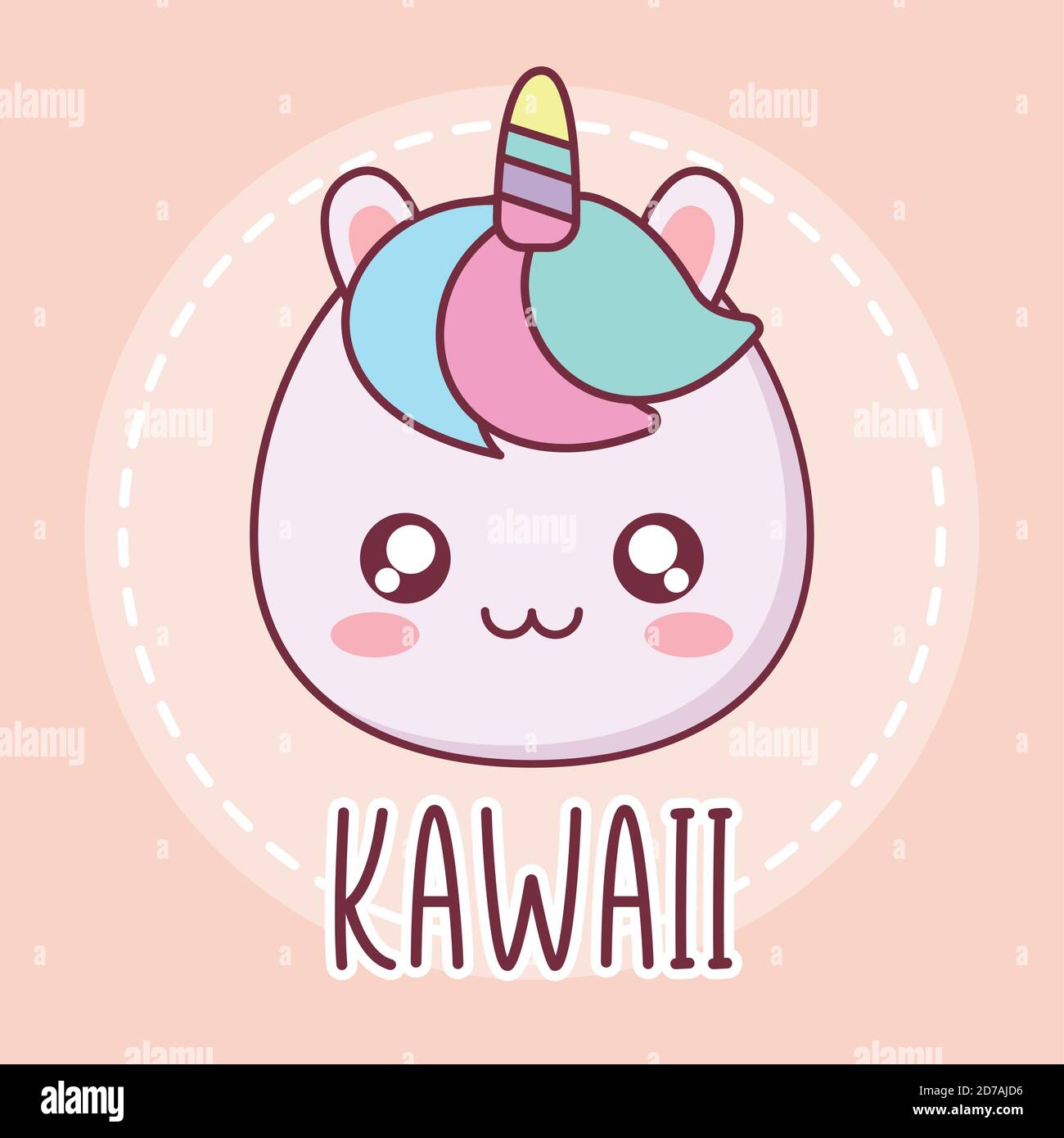 Kawaii unicornio animal dibujos animados vector Imagen Vector de stock -  Alamy