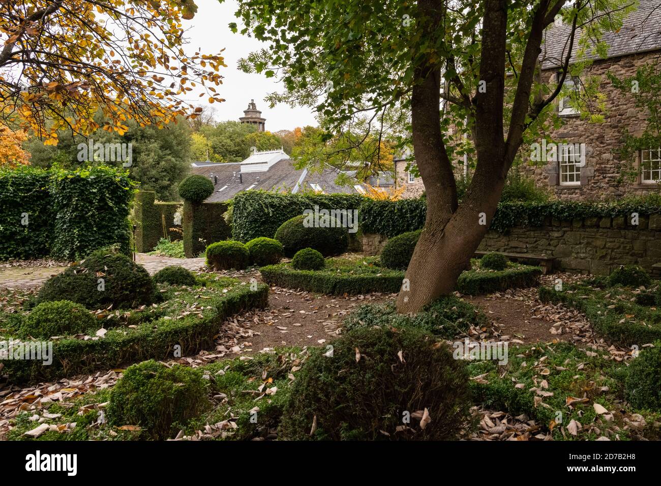 Dunbar's Close Garden, Royal Mile, Edimburgo, Escocia, Reino Unido Foto de stock