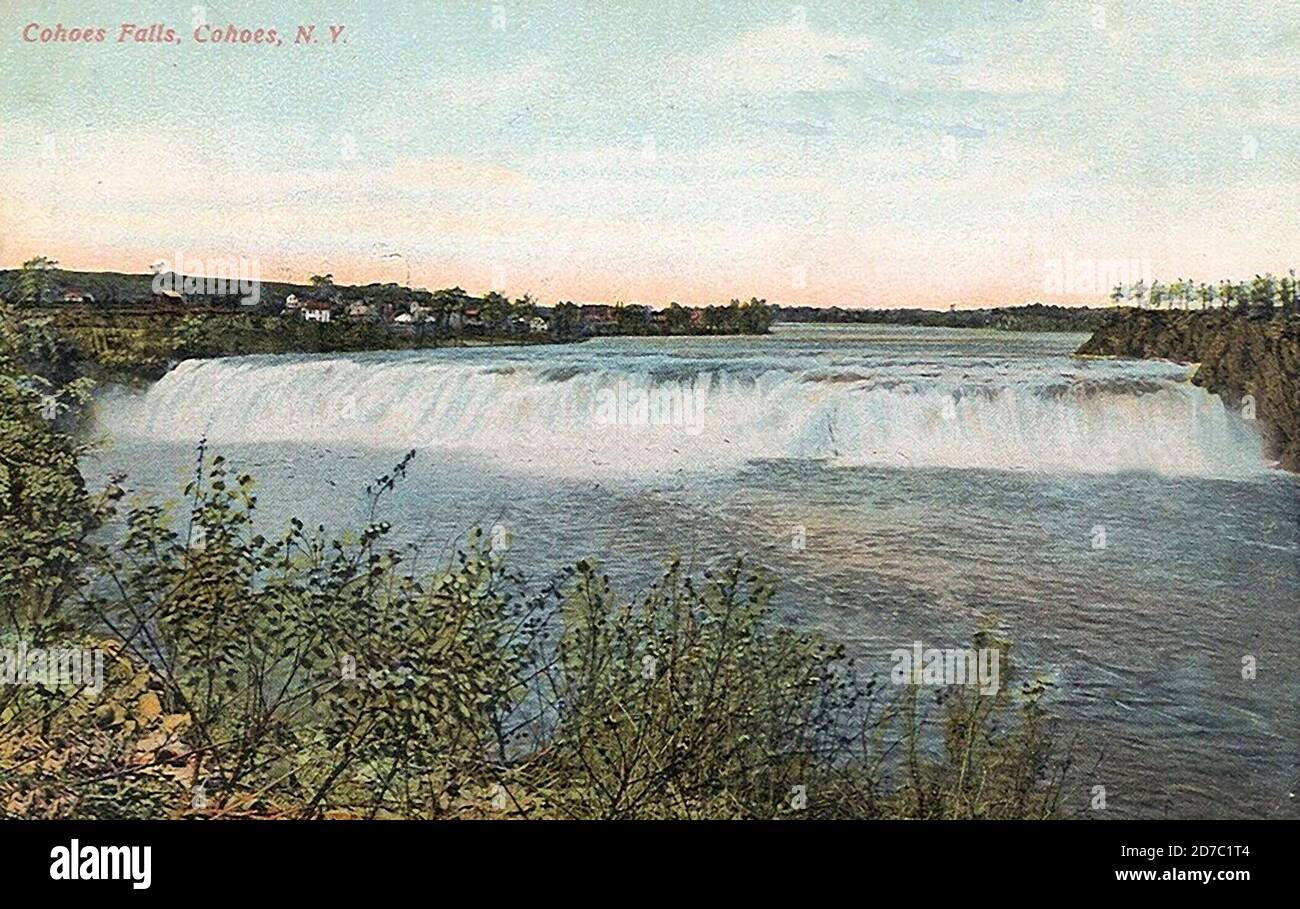 Postal de Cohoes Falls, Cohoes, NY, alrededor de 1915 Foto de stock