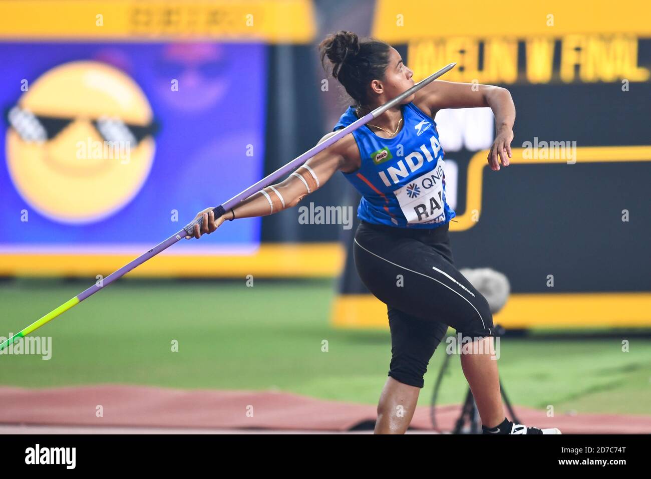 Annu Rani (India). Javelin Throw final. Campeonatos del Mundo de Atletismo de la IAAF, Doha 2019 Foto de stock