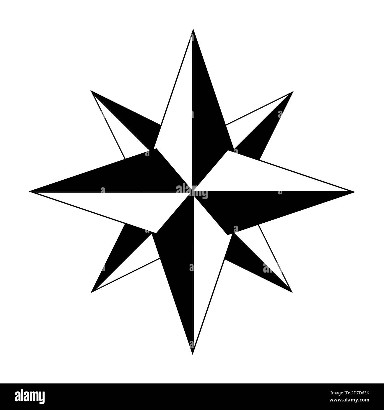 Icono de Rosa del viento símbolo de brújula aislado sobre fondo blanco tradicional Tatuaje Imagen Vector de stock - Alamy