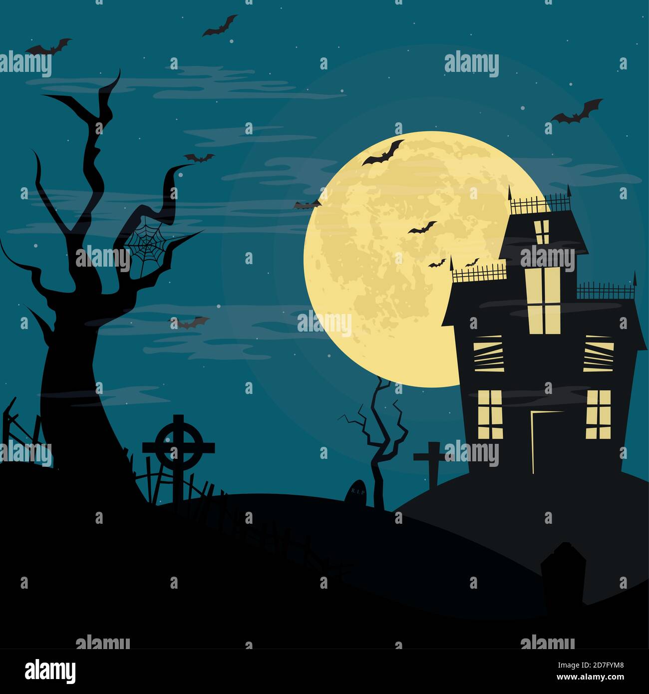 Casa en la noche Imagen Vector de stock - Alamy