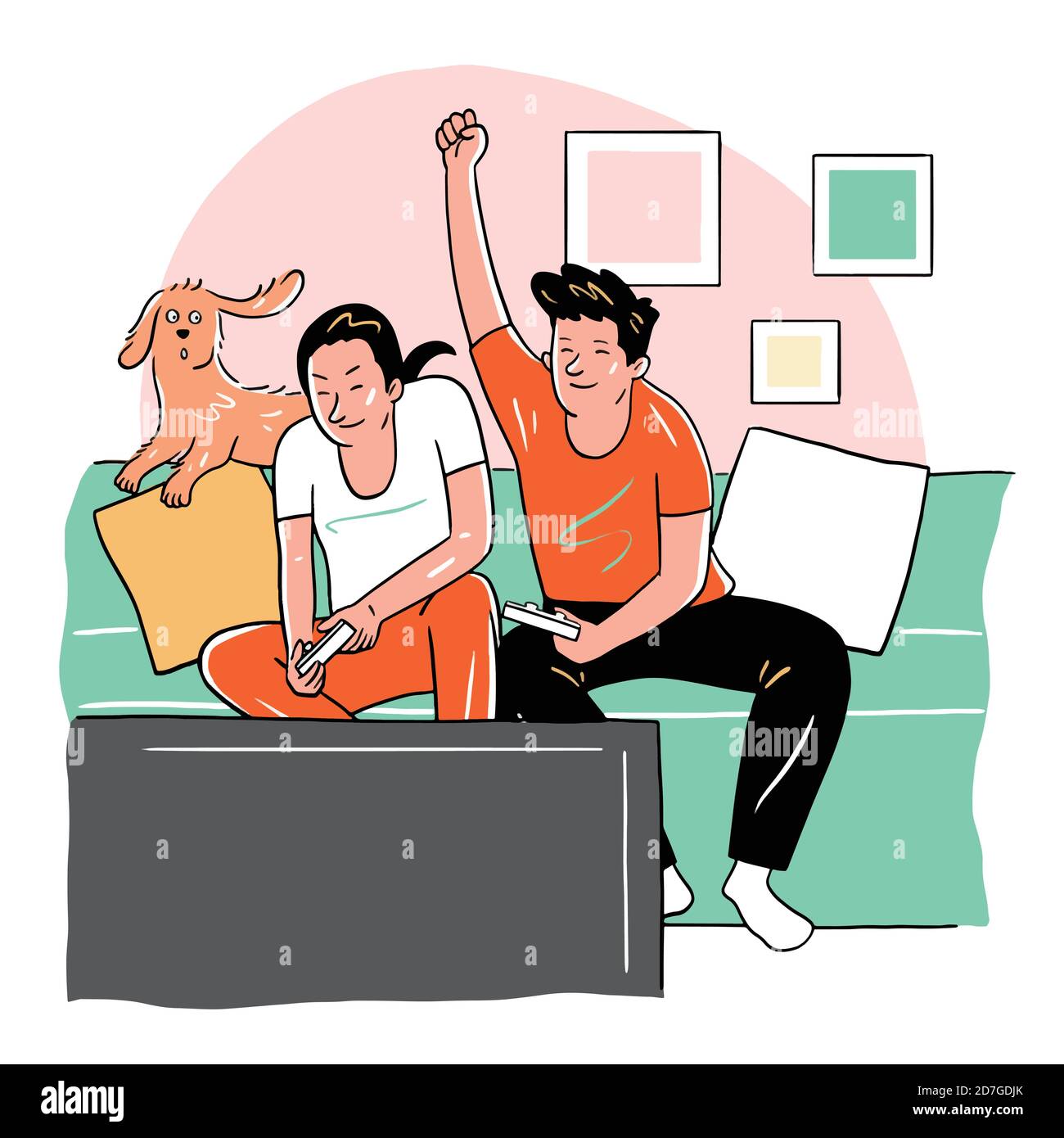 La vida cotidiana en casa, las personas relajadas y las actividades en casa  ilustración 009 Imagen Vector de stock - Alamy