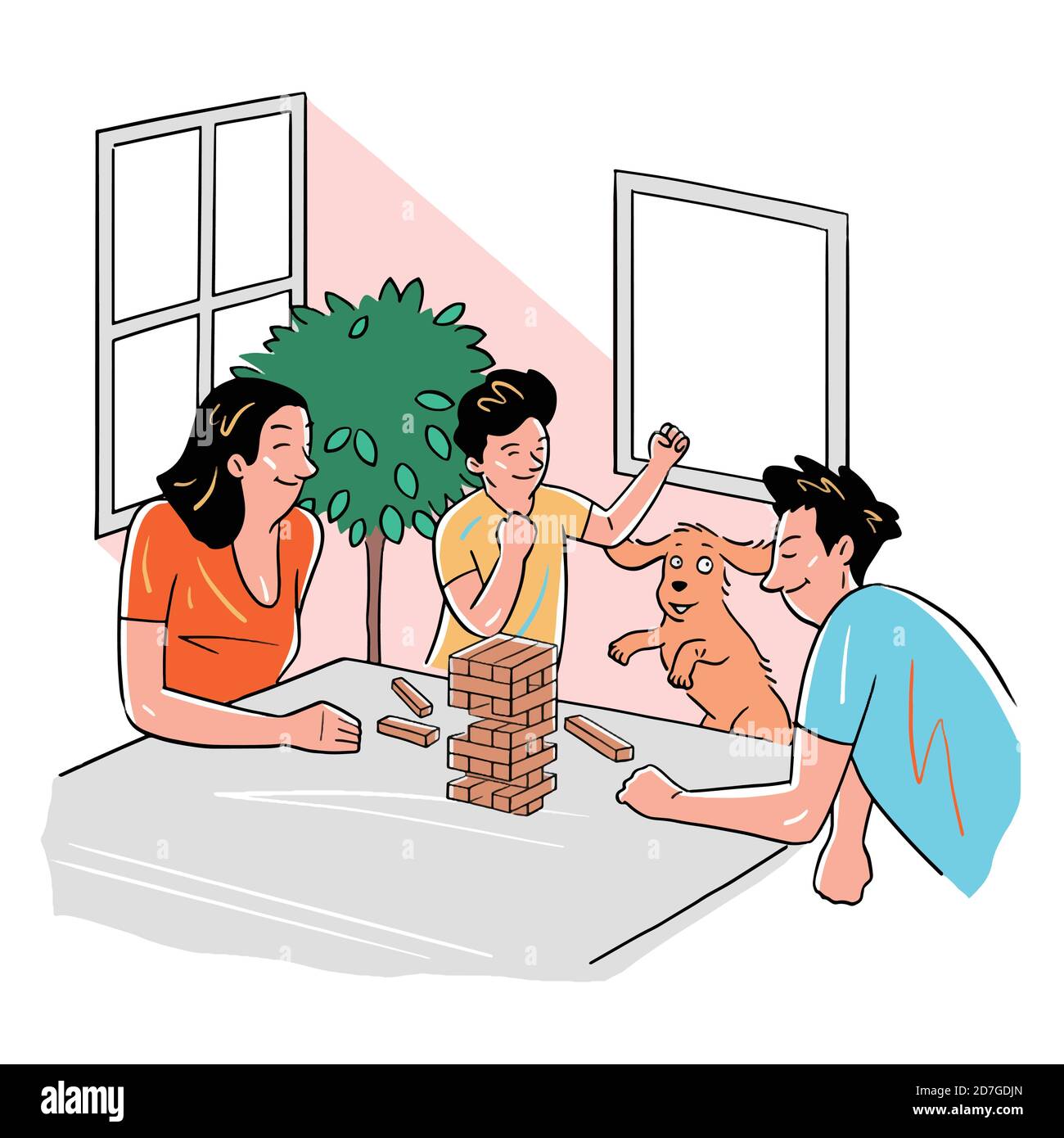 La vida cotidiana en casa, las personas relajadas y las actividades en casa  ilustración 010 Imagen Vector de stock - Alamy