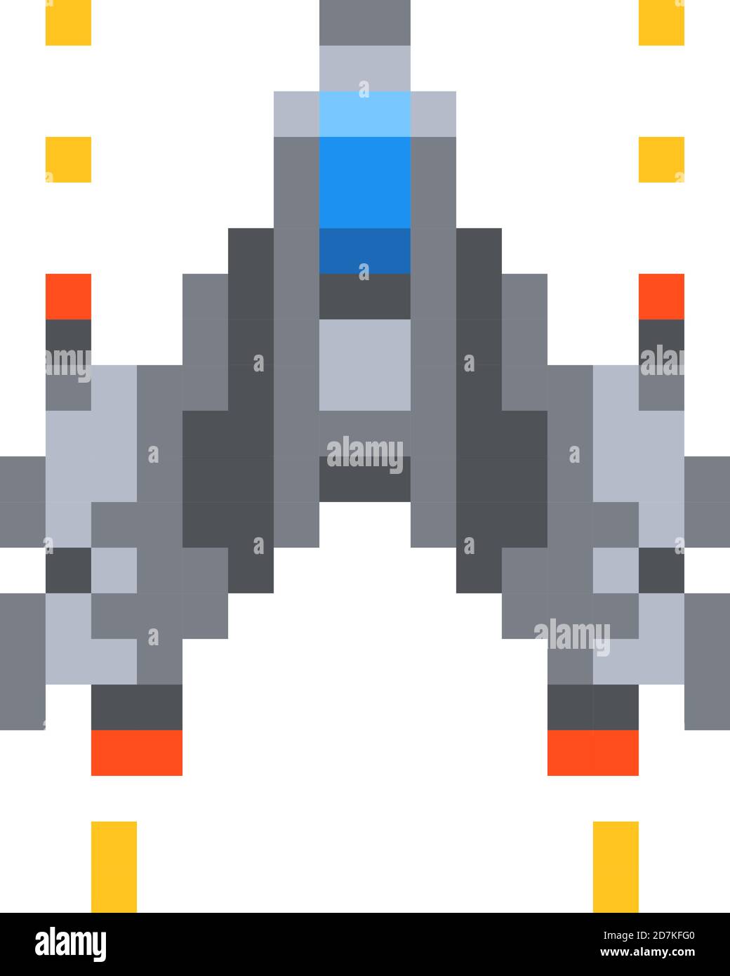 Bonita nave espacial pequeña, héroe de juego en estilo pixel art sobre  blanco Imagen Vector de stock - Alamy