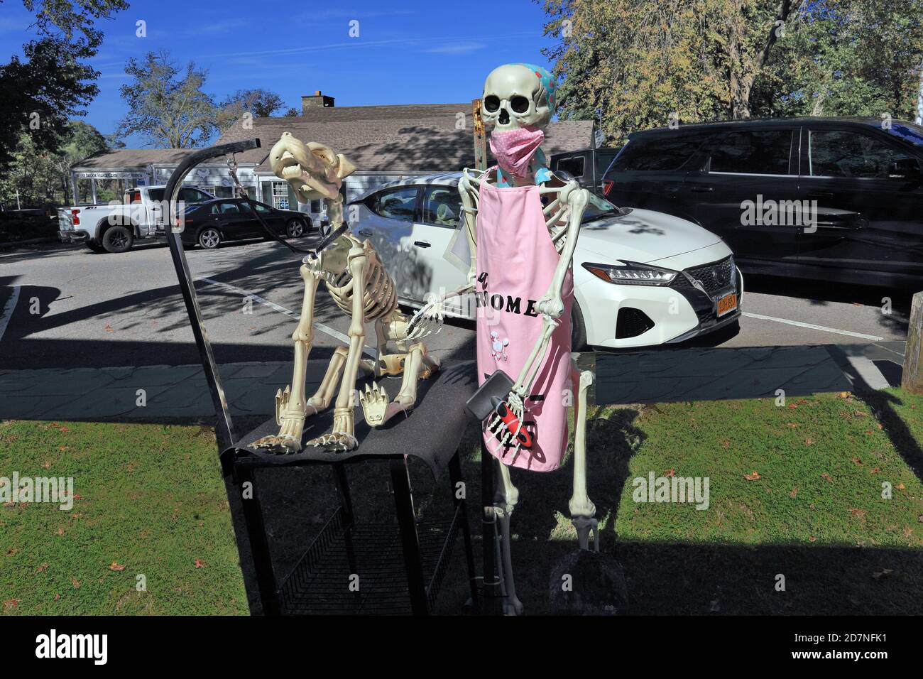 Concurso de Scarecrow Stony Brook Village Long Island Nueva York Foto de stock