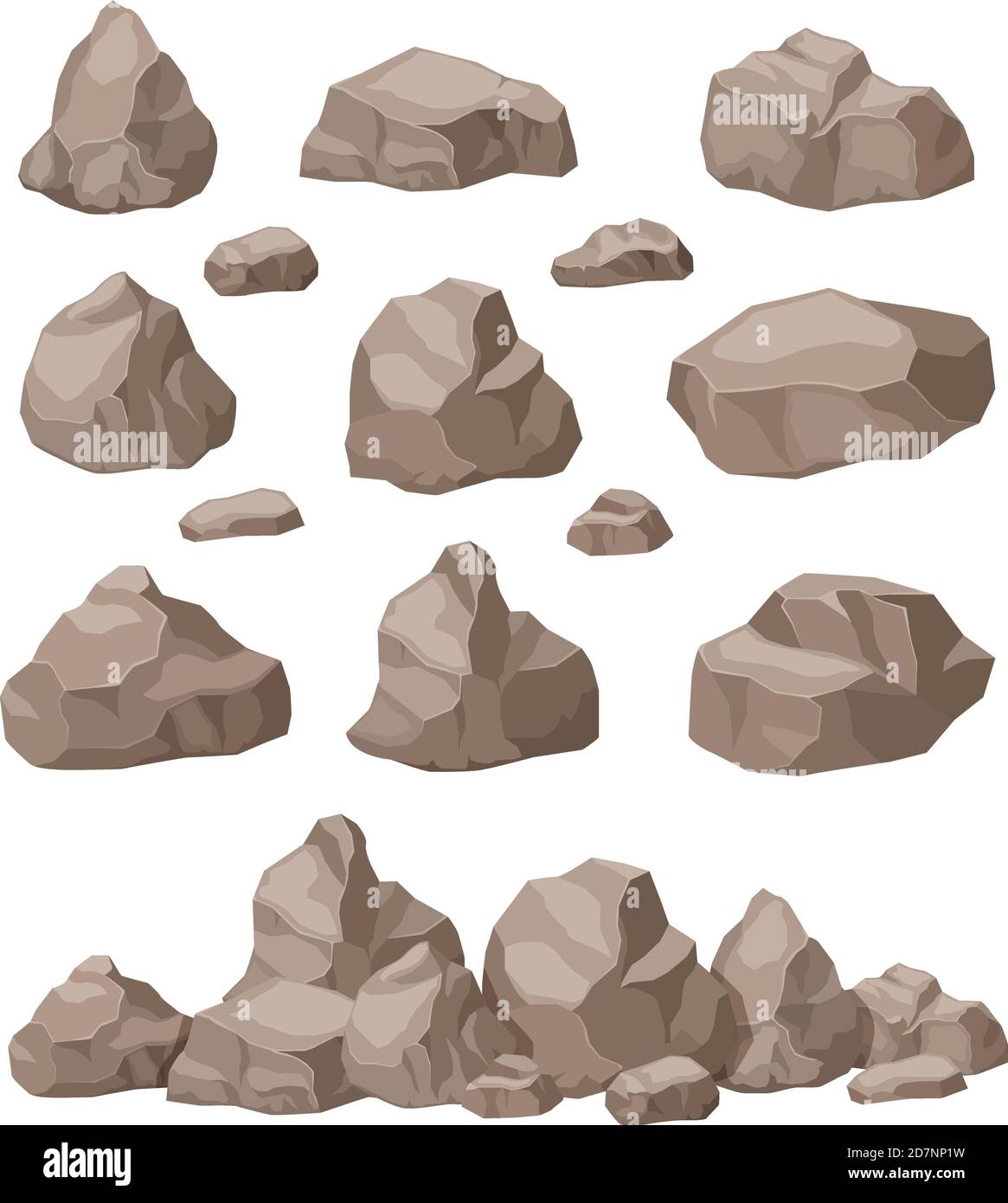 Piedras de roca. Juego isométrico de piedra de dibujos animados. Pila de  rocas de granito, materiales de construcción naturales. 3d juego arte  vector aislado. Ilustración pila de roca, bloque mineral de montaña