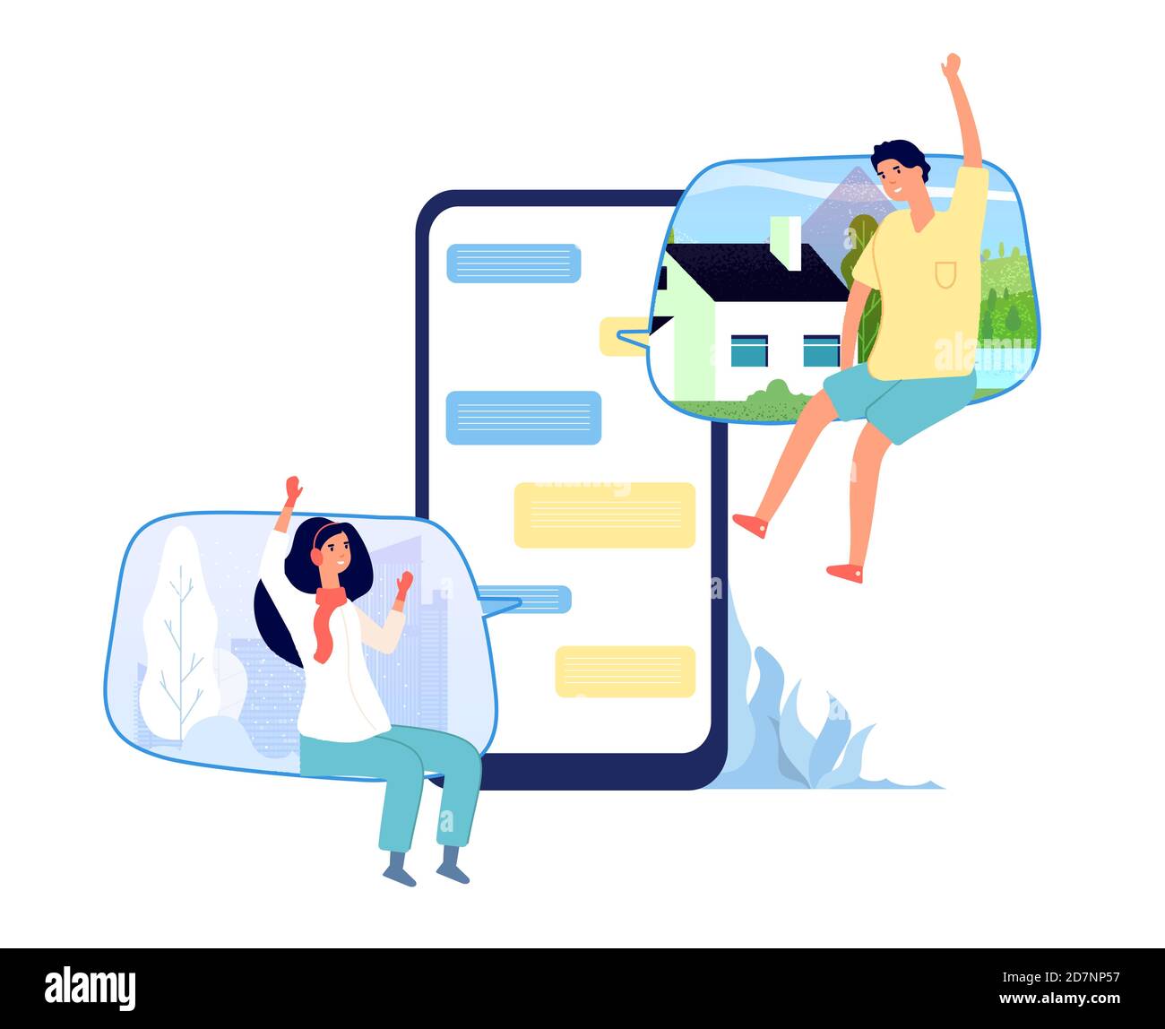 Personas en chat en l nea. Hombre mujer chateando pareja