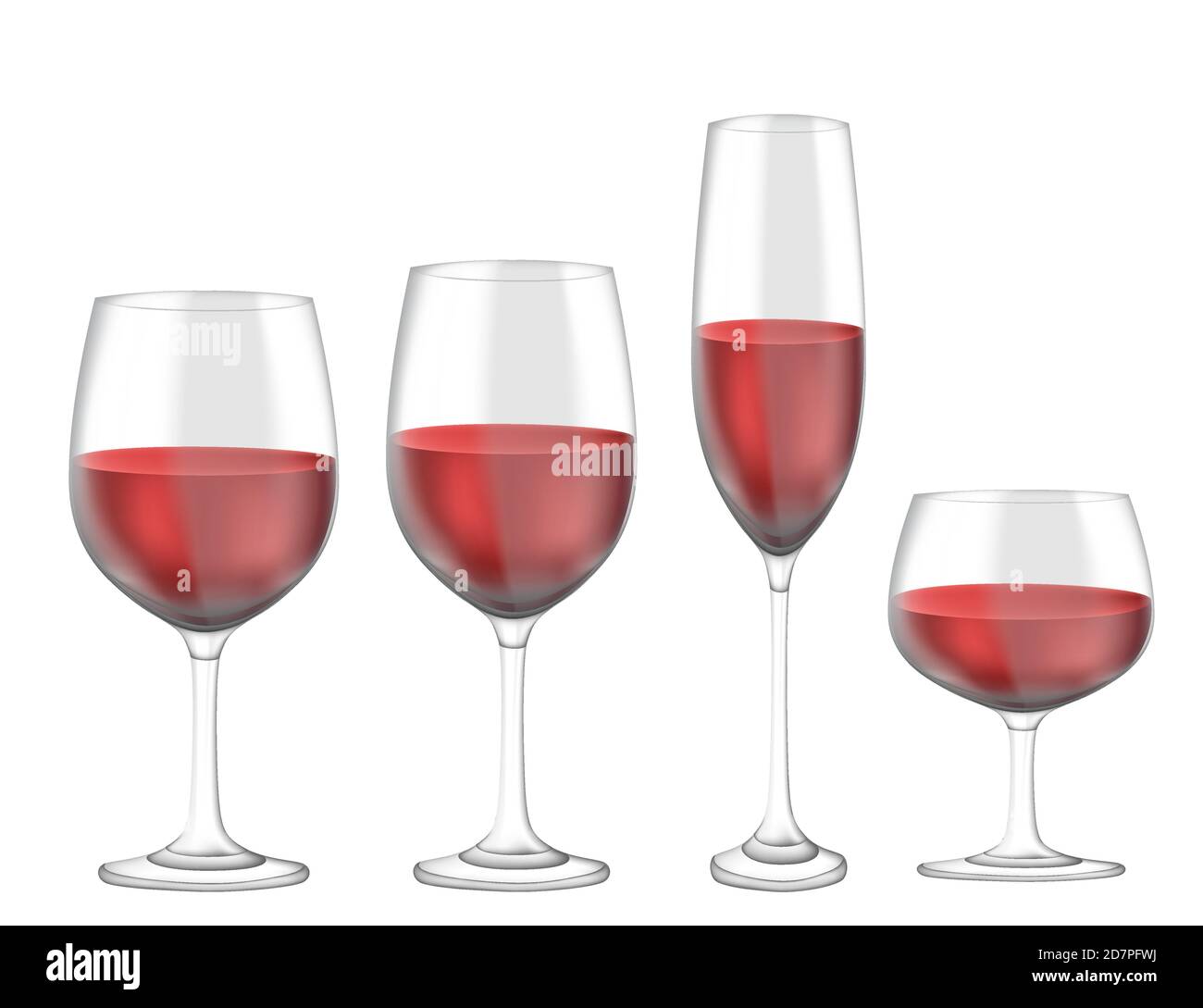 Copas de vino tinto y blanco realistas.