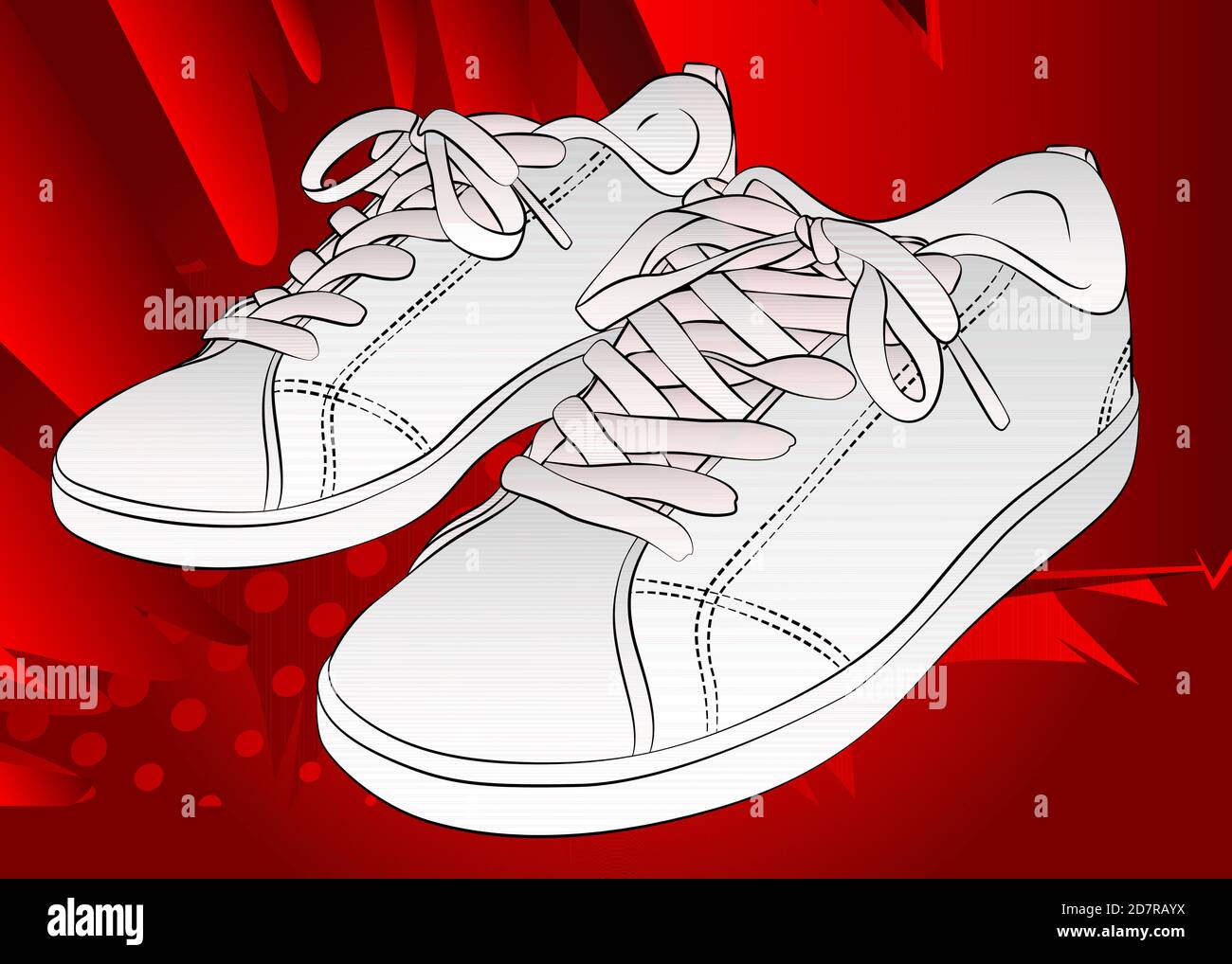 Un par de Sneaker, zapatos deportivos - estilo de cómic, dibujo vectorial  de dibujos animados sobre fondo abstracto Imagen Vector de stock - Alamy