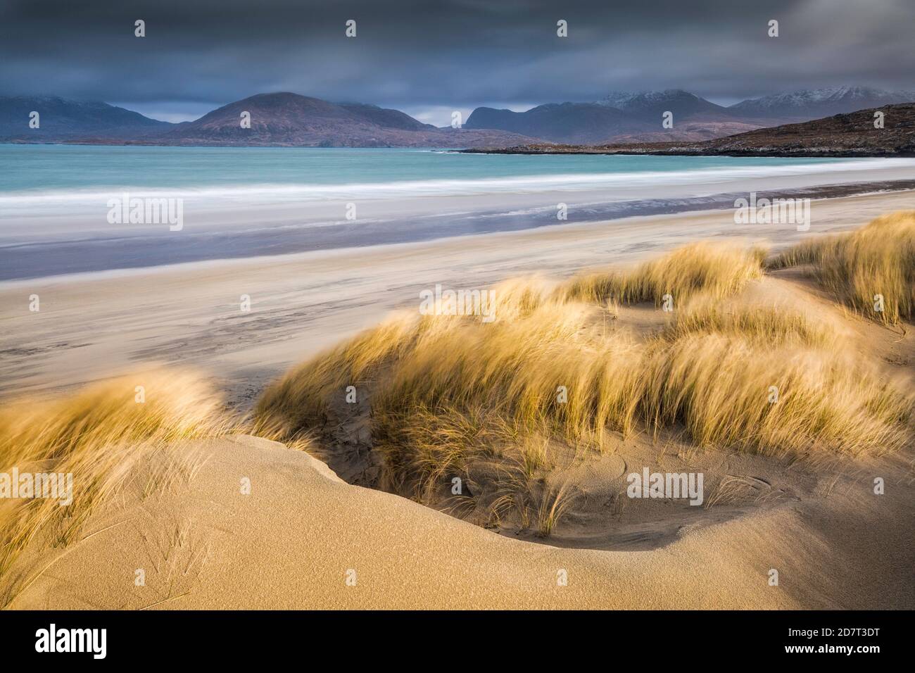 Dunas de arena en Luskentire, Isla de Harris, Hébridas Exteriores, Escocia Foto de stock
