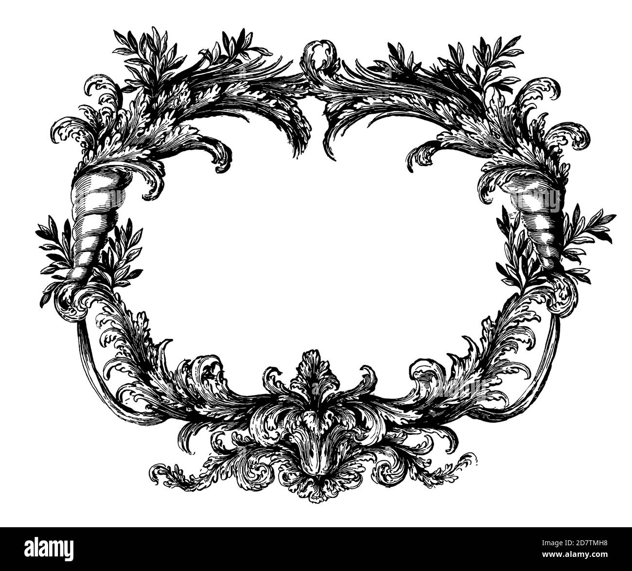 Diseño de marco decorativo vintage en el borde - Arte tipográfico clásico antiguo y diseño de bordes Vignettes florales de fleurones para decoración de dibujos Foto de stock
