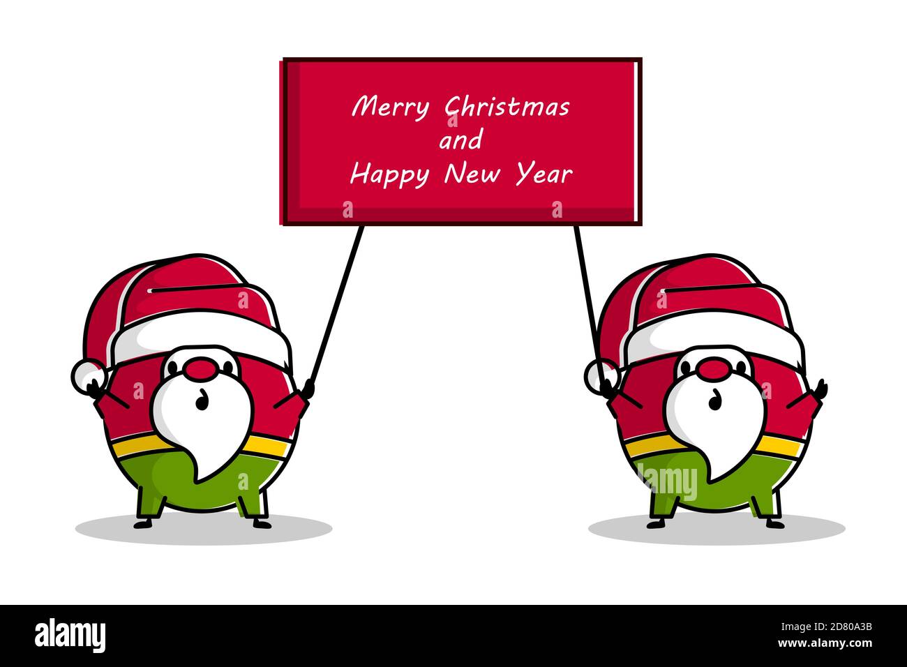 Dibujo de dibujos animados Santa Claus mantener la bandera para la Navidad Ilustración del Vector