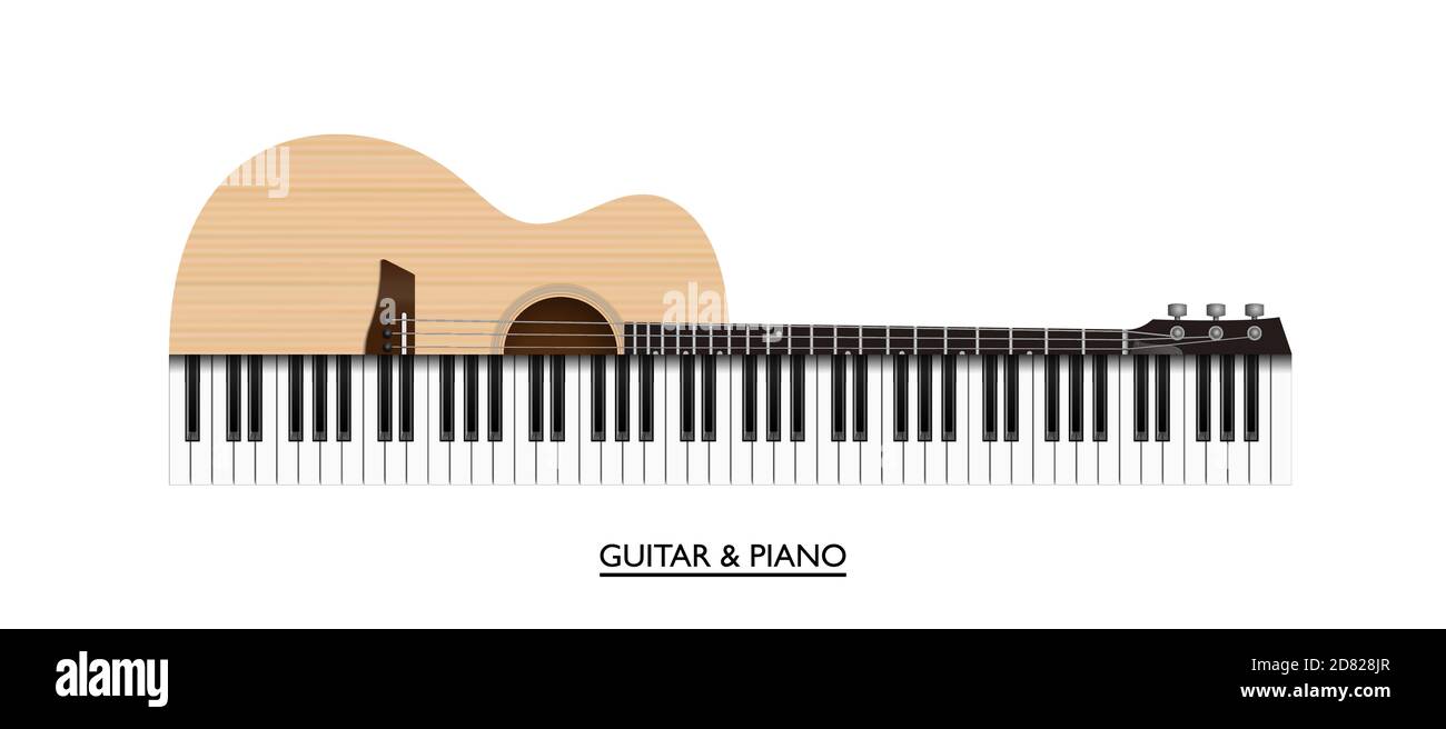 Guitarra acústica y teclas de piano instrumento musical abstracto,  ilustración vectorial Imagen Vector de stock - Alamy