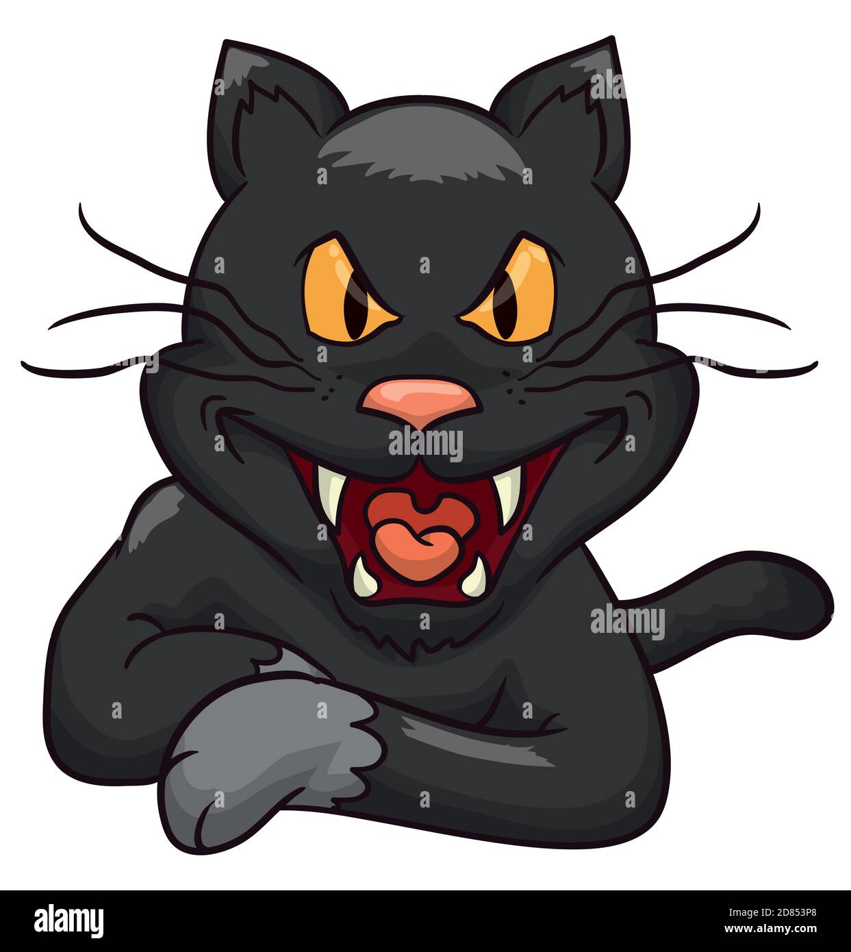 Gato negro con gesto malicioso, esperando impacientemente el día de  Halloween, aislado sobre fondo blanco Imagen Vector de stock - Alamy