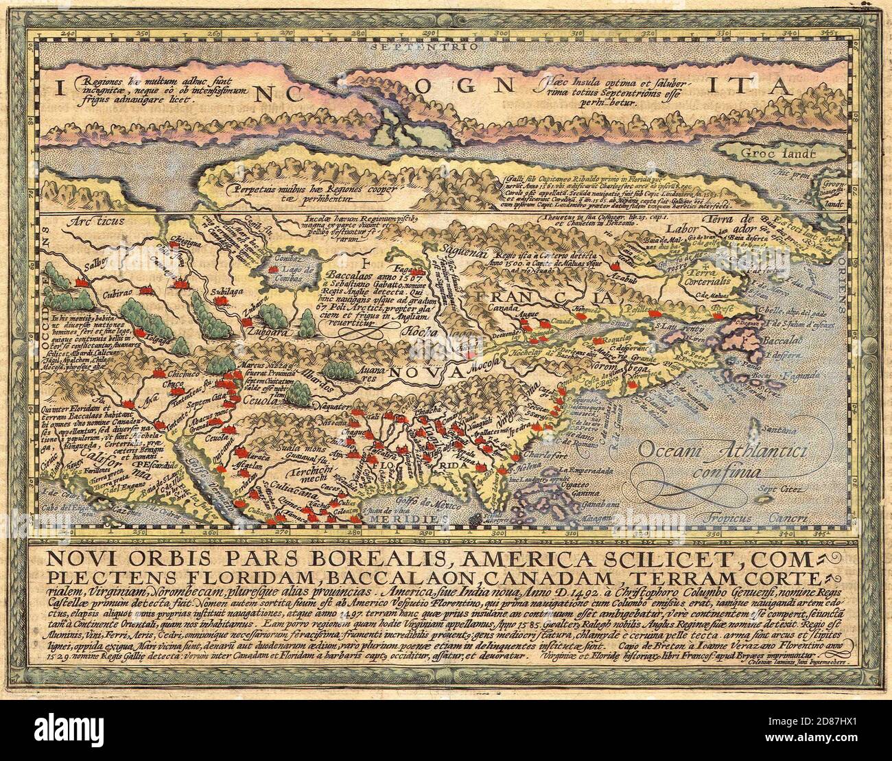 Incognita, Mapa antiguo de Francia, Océano Atlántico Foto de stock
