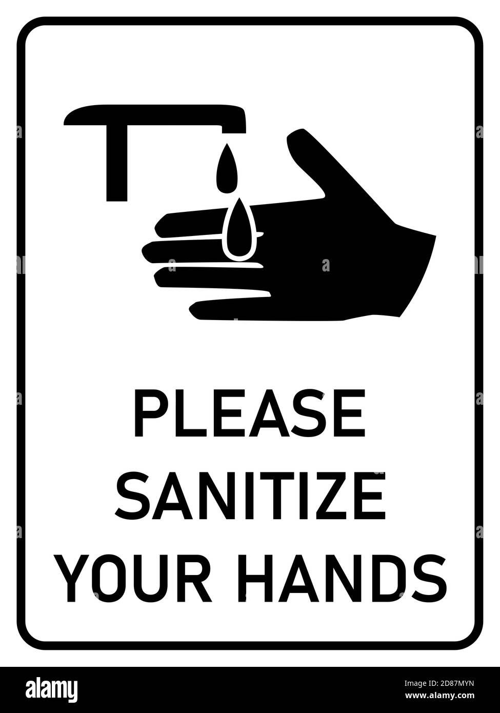 Por favor, desinfecte sus manos vertical Higiene Cartel de advertencia signo con una relación de aspecto de 3:4. Imagen vectorial. Ilustración del Vector