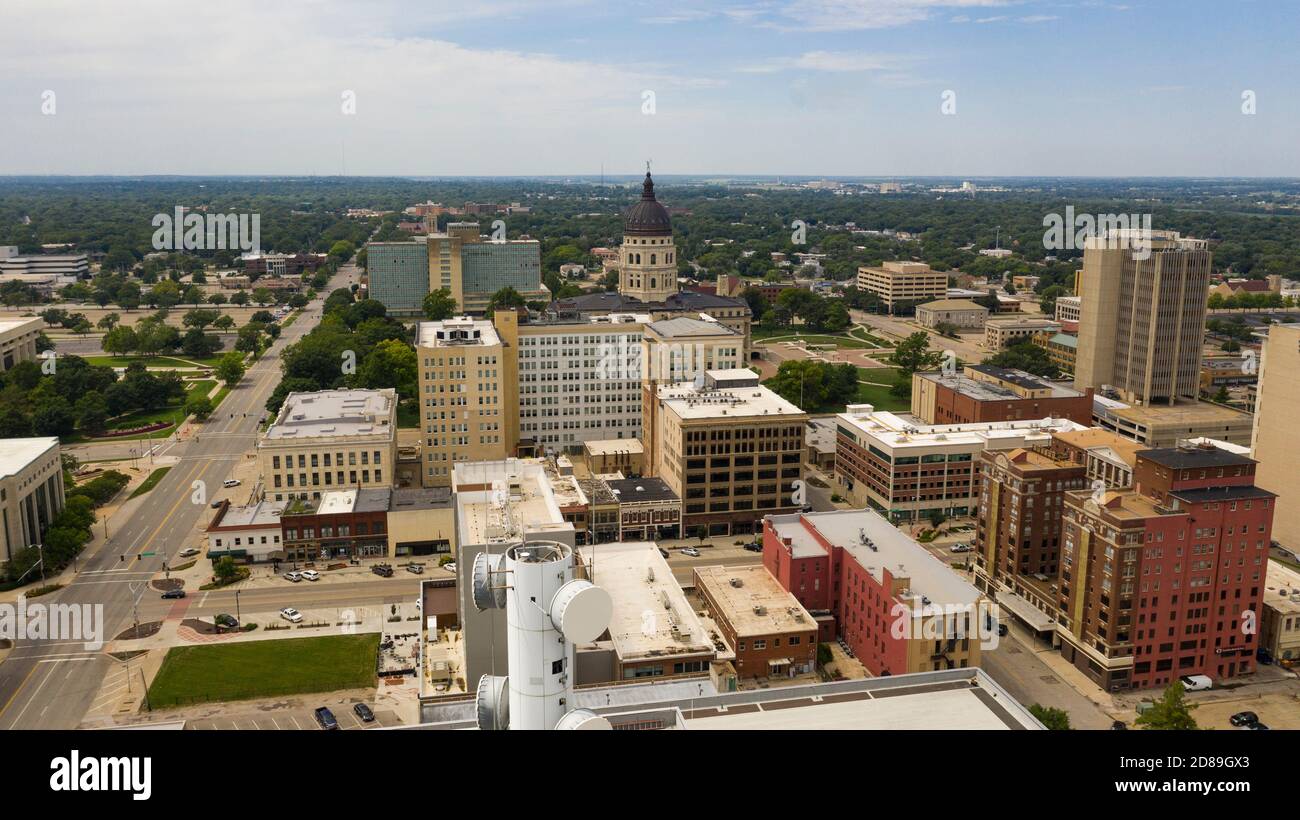 Una vista aérea de los terrenos de la capital del estado en Topeaka Kansas EE.UU Foto de stock