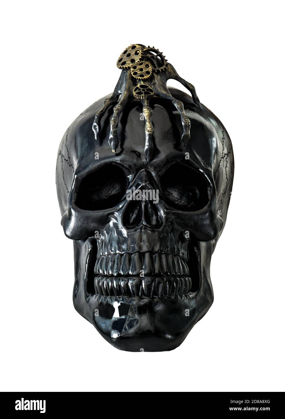 Calavera negra decoración de halloween aisladas sobre fondo blanco Foto de stock