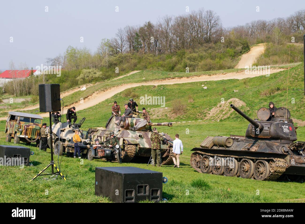 Glogow,Polonia 7 de abril de 2019 - la reconstrucción de la batalla de La Segunda Guerra Mundial, la puesta en escena del 74º aniversario de la Lucha por Glogow desde 1945 Foto de stock