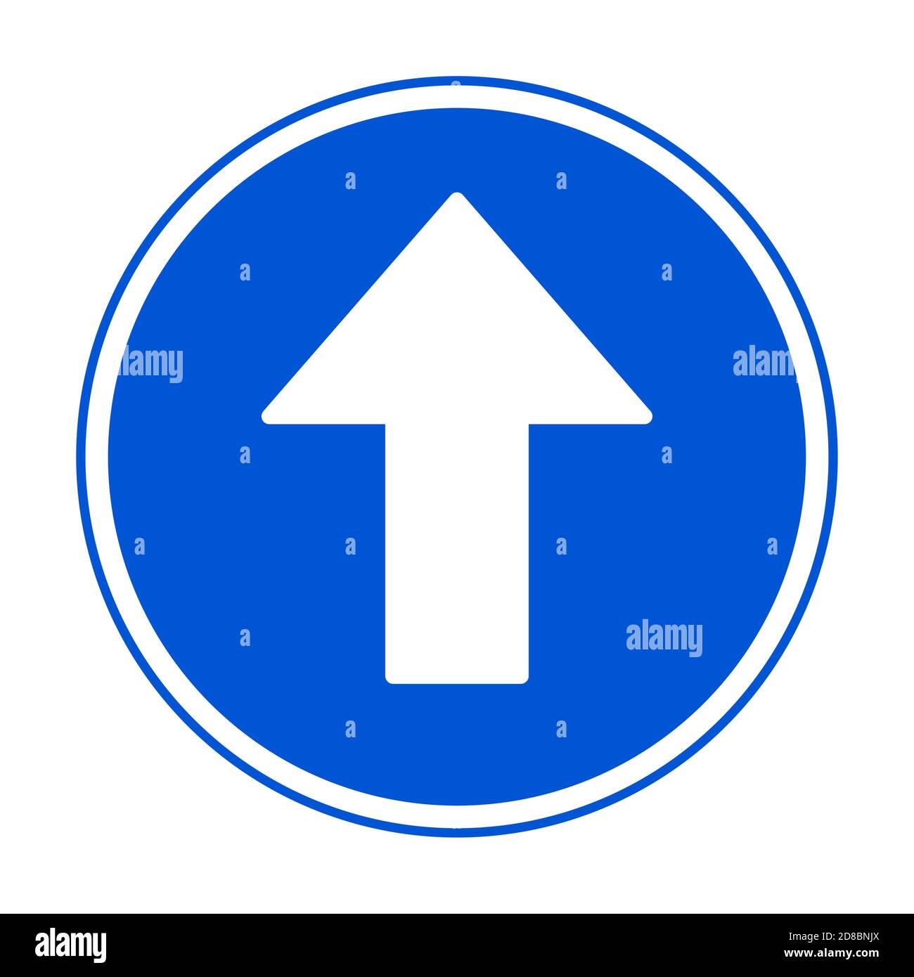Señal de flecha redonda de una dirección azul. Imagen vectorial. Ilustración del Vector