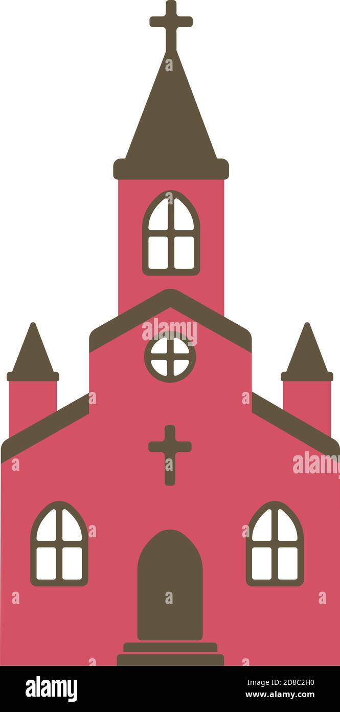 ilustración de diseño plano de la iglesia de dibujos animados (vista  frontal Imagen Vector de stock - Alamy