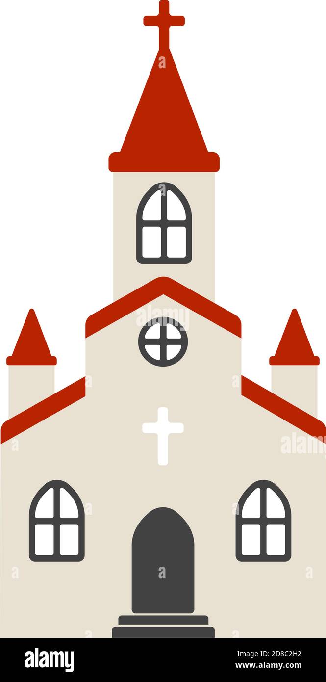 ilustración de diseño plano de la iglesia de dibujos animados (vista  frontal Imagen Vector de stock - Alamy