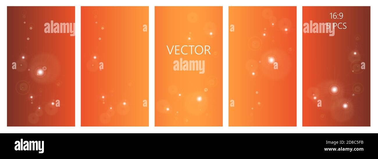 Vector naranja conjunto de fondos abstractos con espacio de copia para texto. Colores de otoño palette con círculos brillantes. Colorido telón de fondo para pancartas, volantes, tarjetas Ilustración del Vector