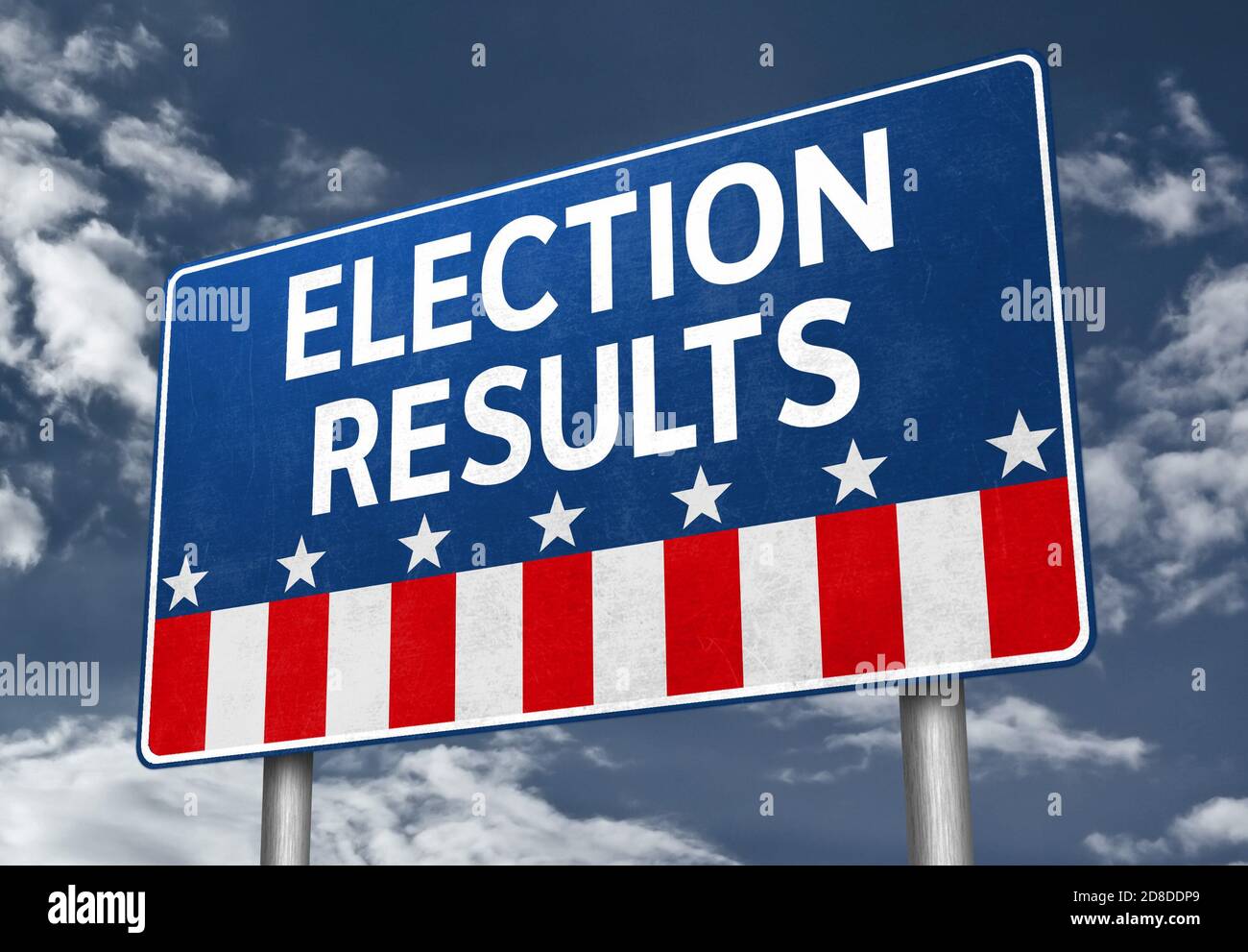 Resultados de la elección - información de la señal 3D Foto de stock