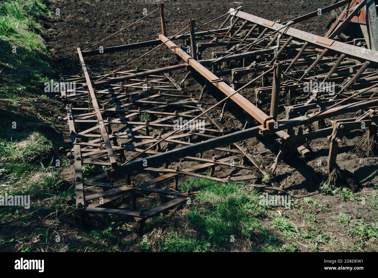 Detalles de un primer plano de tractor antiguo Foto de stock