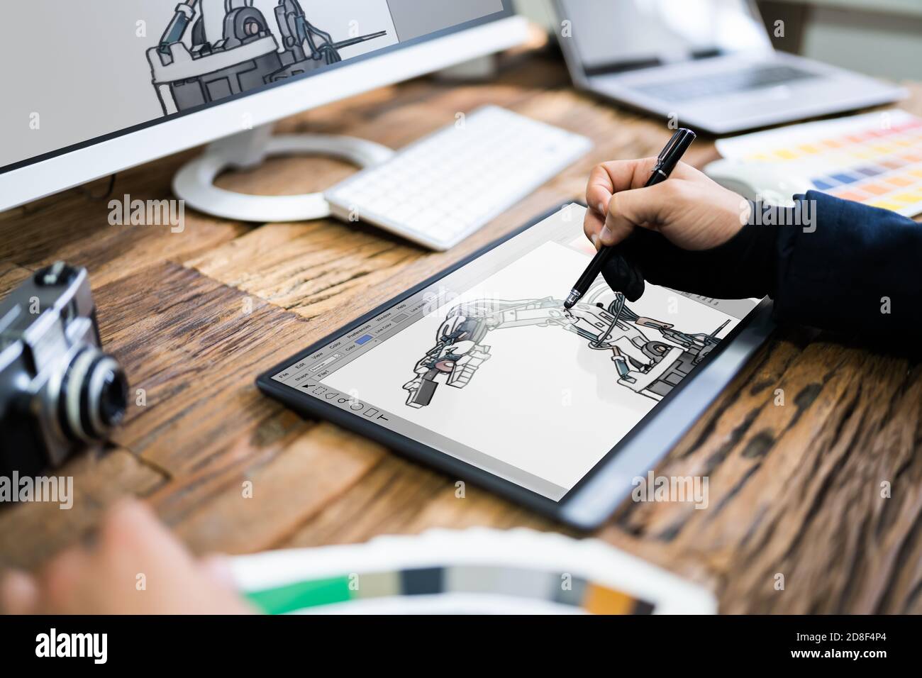 Gráfico Artist Designer dibujo de boceto en la tableta Foto de stock