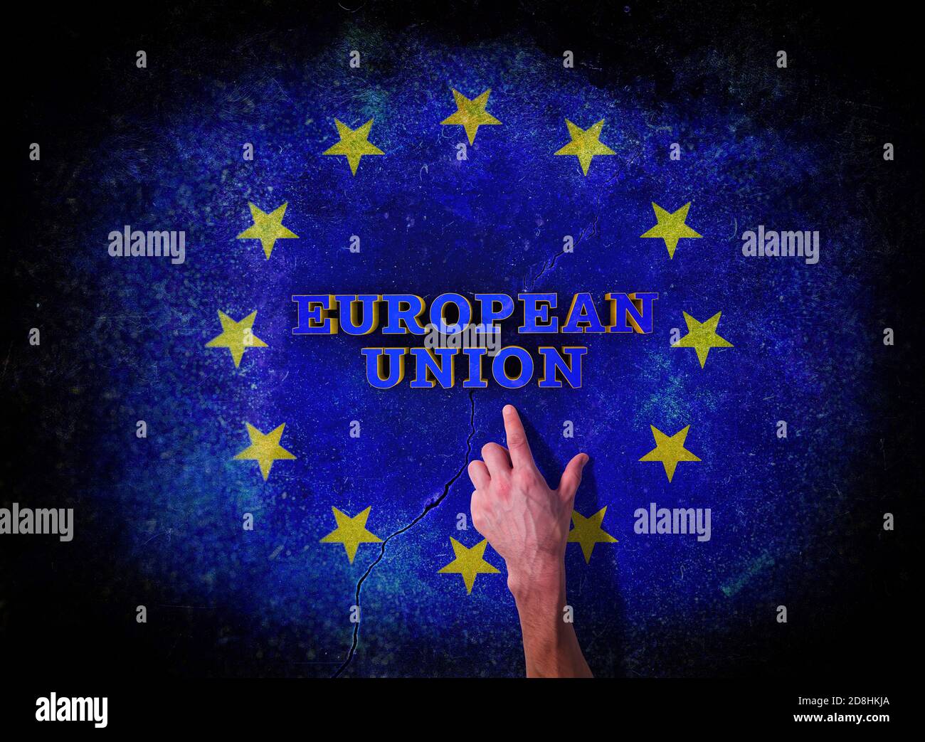 Estudio de antecedentes de la bandera de la Unión Europea y la Unión Europea Fotografía de stock