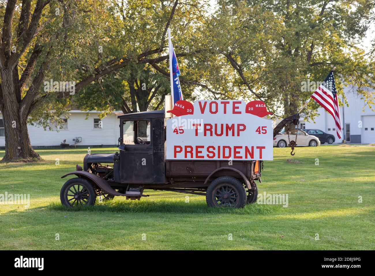 Firma casera de la campaña de Trump en Albia, Iowa Foto de stock