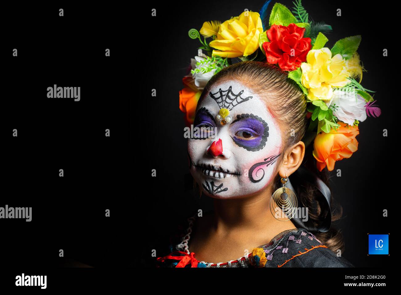 Niña personificada como catrina Foto de stock