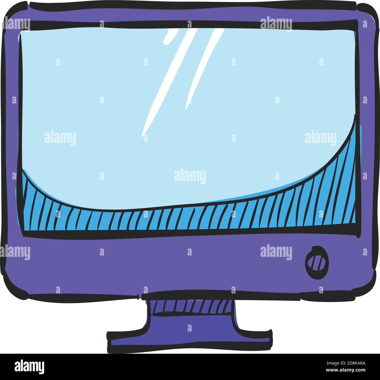 Icono de ordenador de sobremesa en el dibujo en color. Monitor de oficina  electrónico Imagen Vector de stock - Alamy